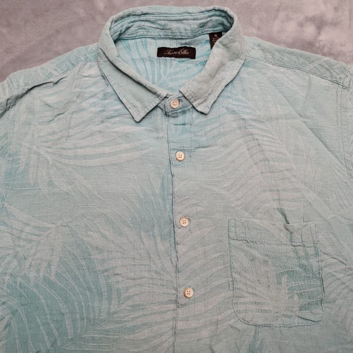 Tasso Elba VINTAGE Tasso Elba Camp Shirt Mens XL Turquoise Floral Silk Linen Hawaiian Palm Retro Shirt Mens XL Green Floral Hawaiian 90s? Size US XL / EU 56 / 4 - 3 Thumbnail