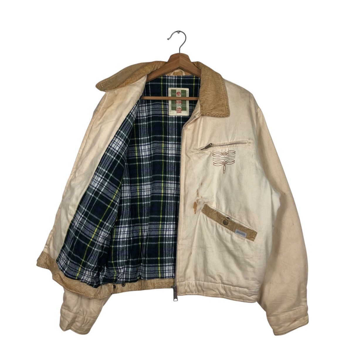 Japanese Brand 📌Vtg Bomber Jacket Horse Power Blanket Tartan Issey Miyake Size US L / EU 52-54 / 3 - 12 Thumbnail
