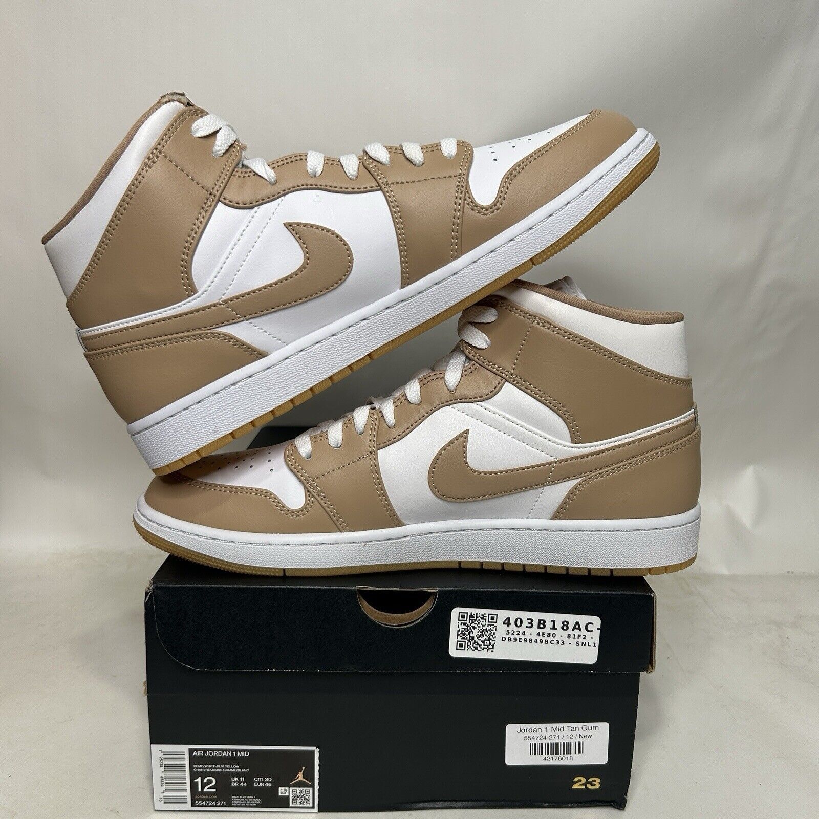 Jordan Brand Nike Shoes Air Jordan 1 Mid Retro “Hemp/Tan Gum” 2024 Size US 12 / EU 45 - 3 Thumbnail