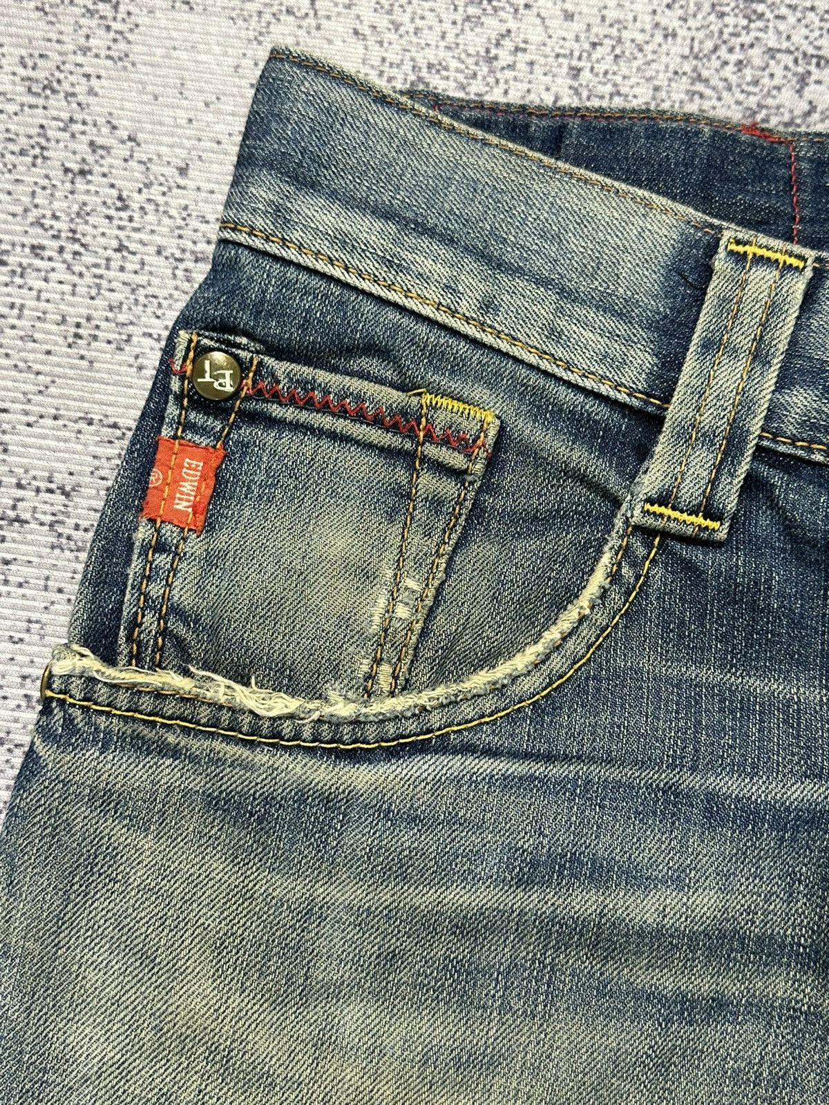 Edwin 2000s Flare Edwin Blue Trip Mud Wash Buckle Back Denim Jeans Size US 29 - 7 Thumbnail