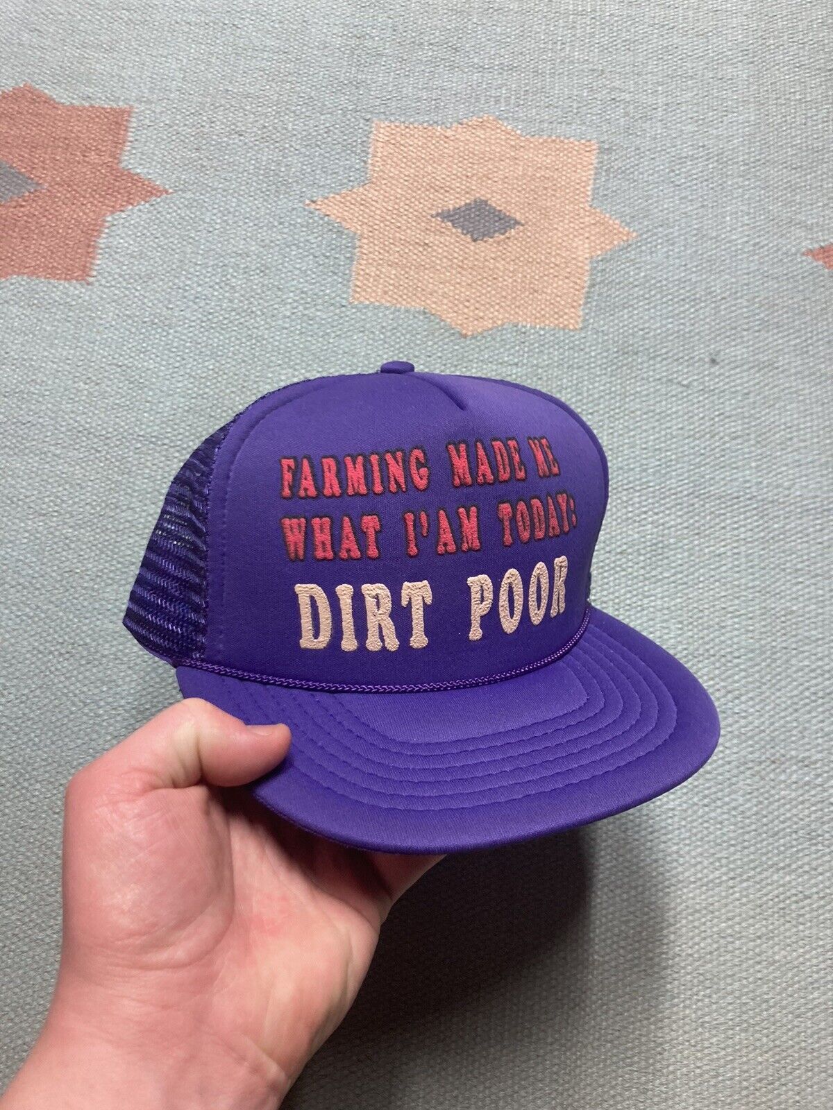 Vintage Vtg trucker hat farming made me dirt poor novelty funny Size ONE SIZE - 1 Thumbnail