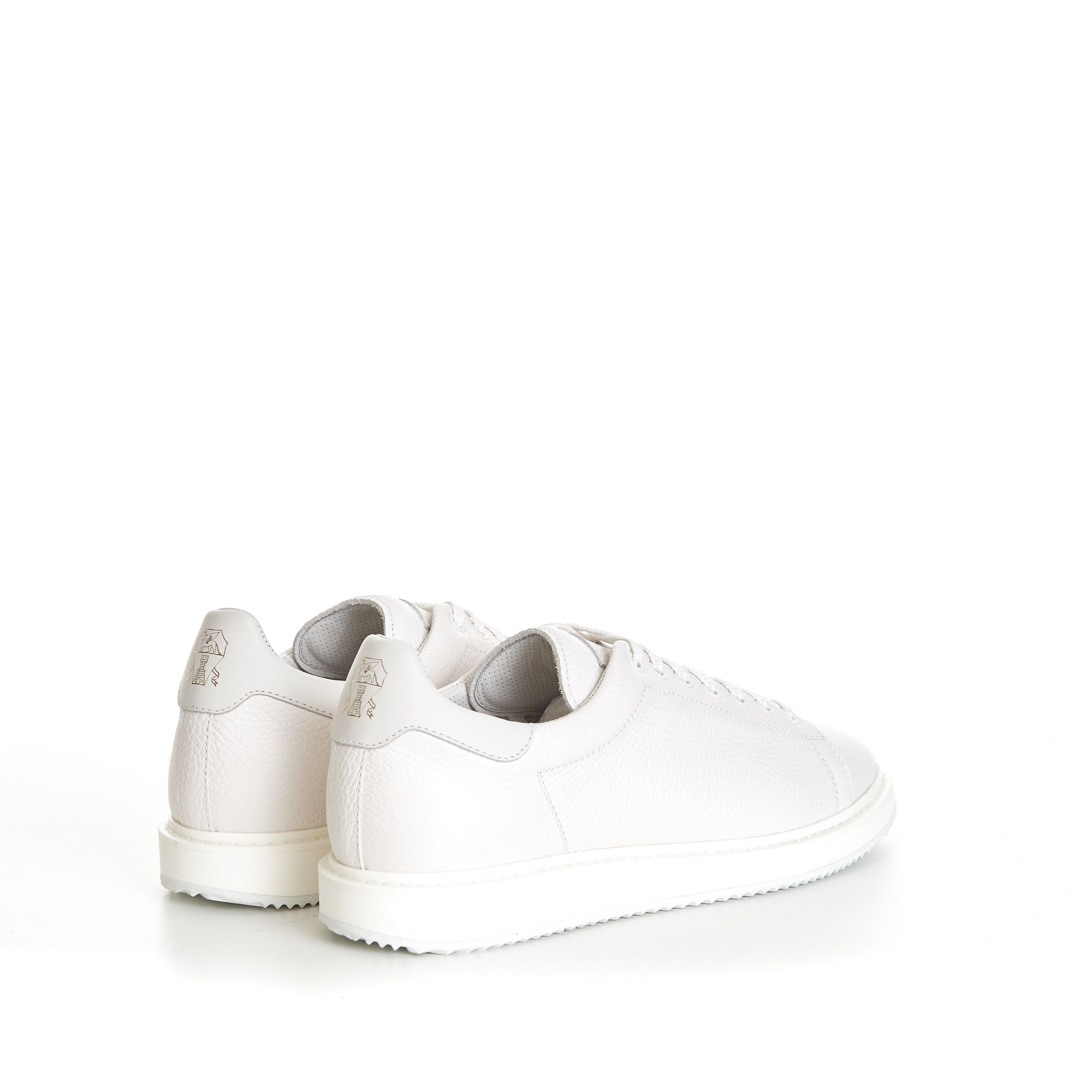 Brunello Cucinelli White Grained Calfskin Leather Low Top Sneakers Size US 6 / EU 39 - 7 Thumbnail