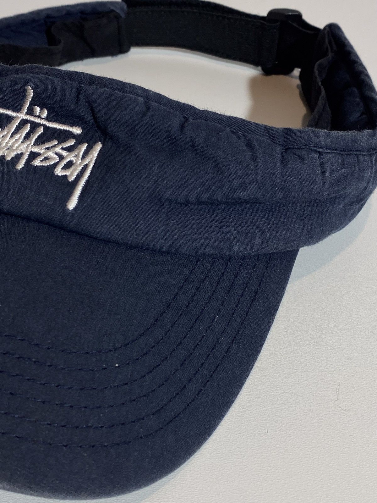Stussy Vintage 90s Stussy Navy Embroidered logo visor cap Size ONE SIZE - 4 Thumbnail