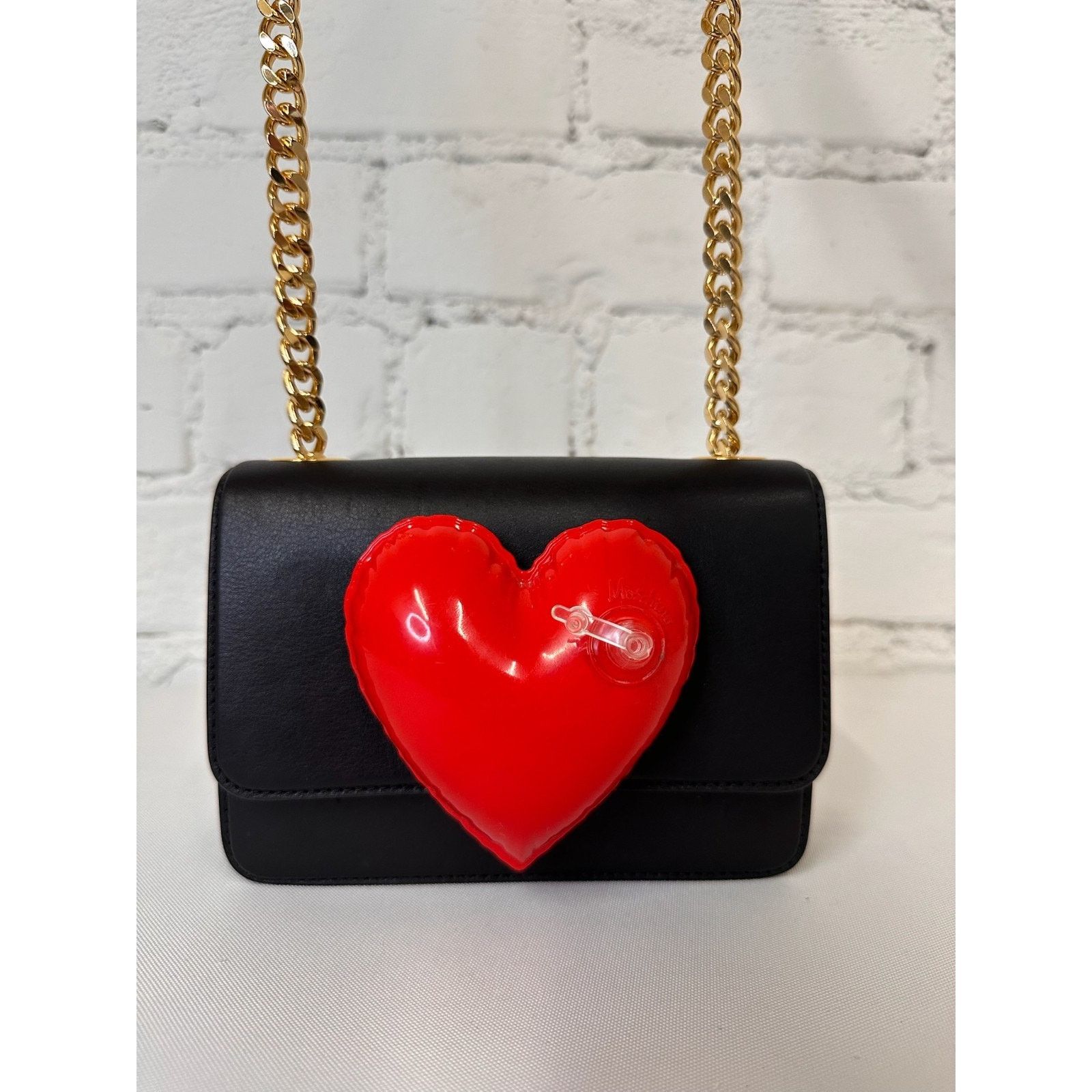Moschino SS23 MOSCHINO Couture Jeremy Scott Black Leather Red Heart Size ONE SIZE - 14 Thumbnail