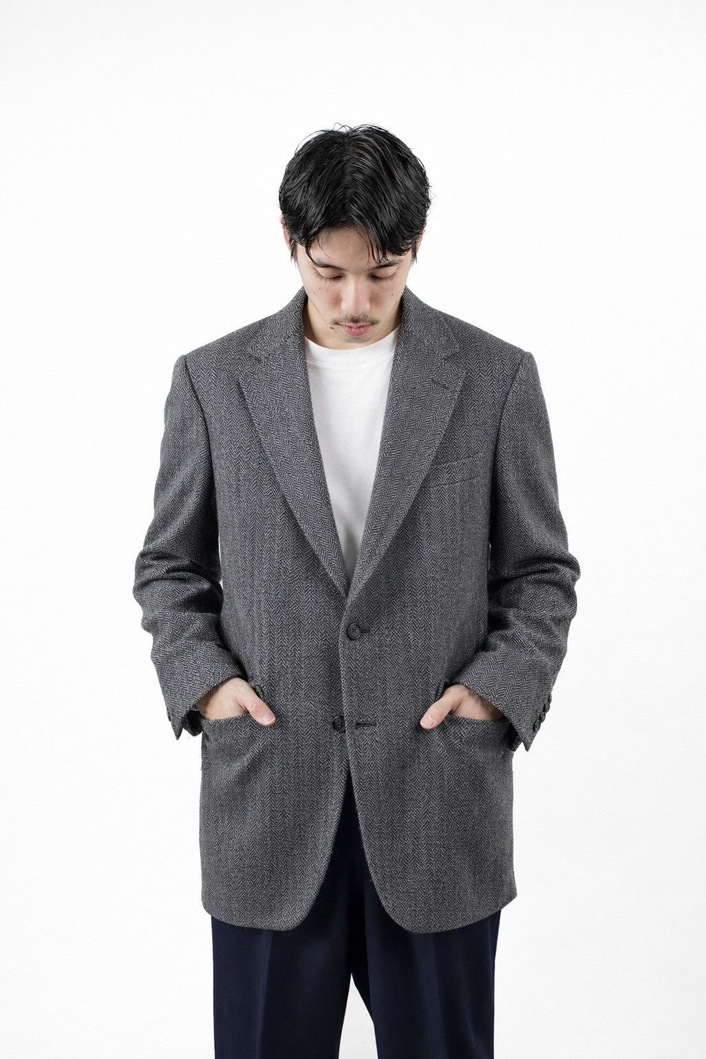 Aquascutum Aquascutum Tweed Mens Gray Blazer Jacket Wool Made in UK Size 50L - 1 Thumbnail