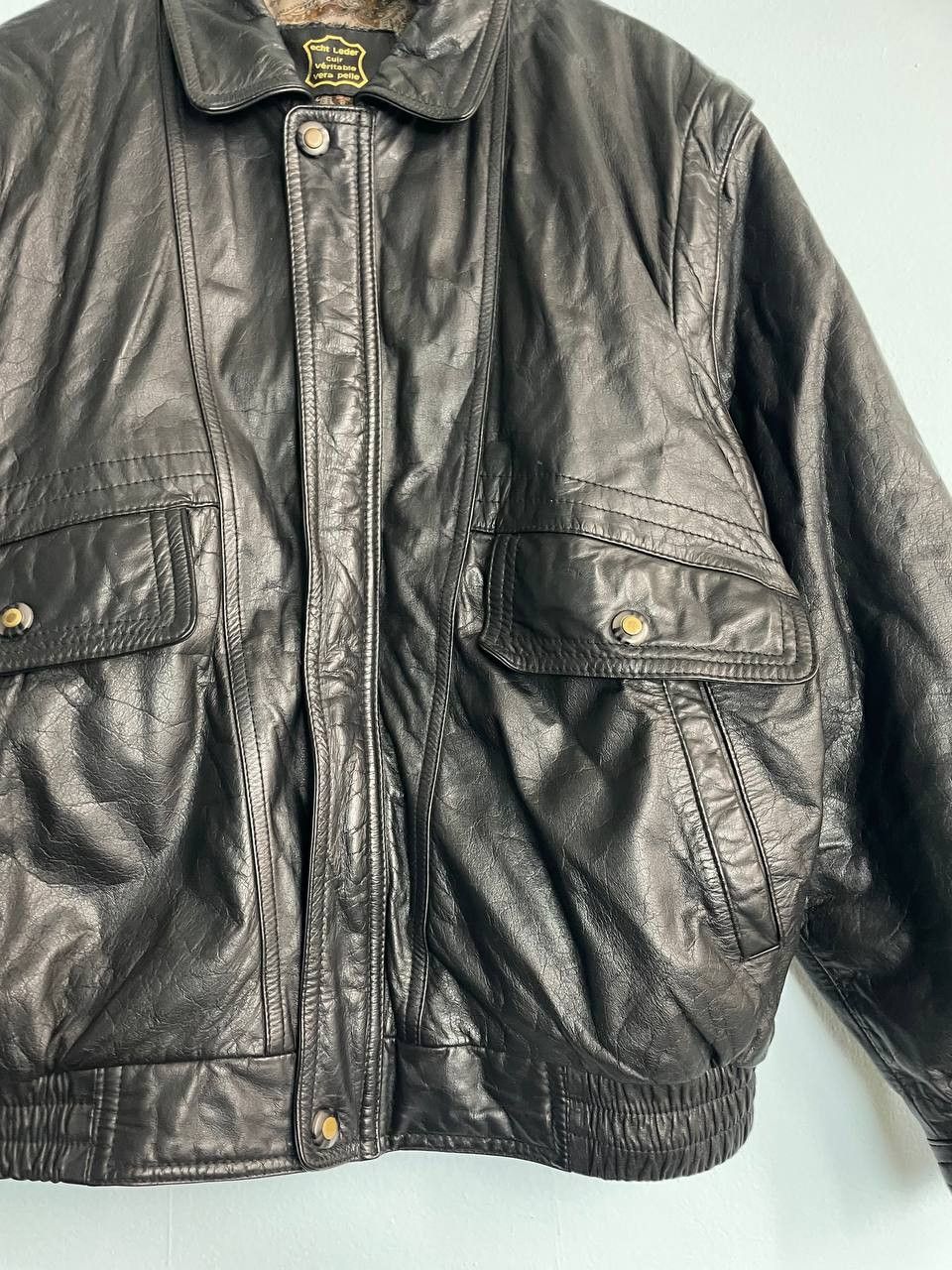 Vintage Vintage Leather Jacket Bomber 90s burgundy boxy oversize Size US M / EU 48-50 / 2 - 4 Thumbnail