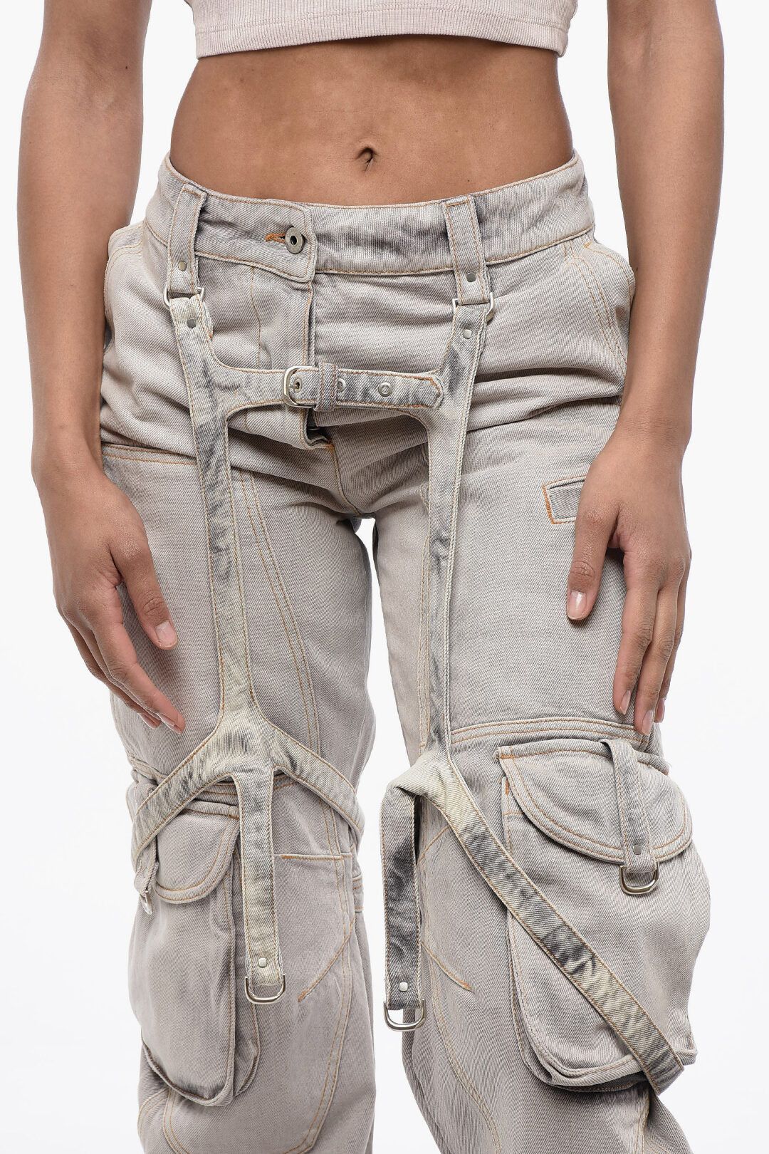 Off-White og1mm1125 Bleached Effect Baggy Fit Cargo Pant Purple/Grey Size 25" / US 0 / IT 36 - 3 Thumbnail