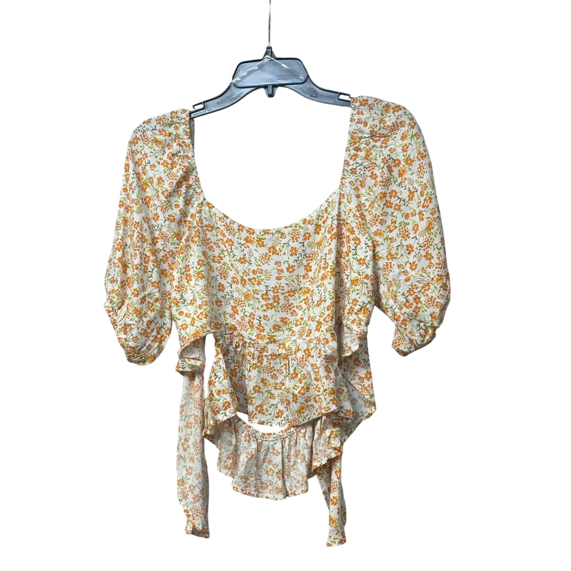 Other LUSH Junior’s Floral Puff Sleeve, Ruffle Hem Tie-Back Blouse Size M / US 6-8 / IT 42-44 - 8 Thumbnail
