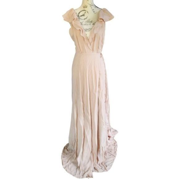 Reformation Peppermint Dress maxi gown Champagne Blush Nude