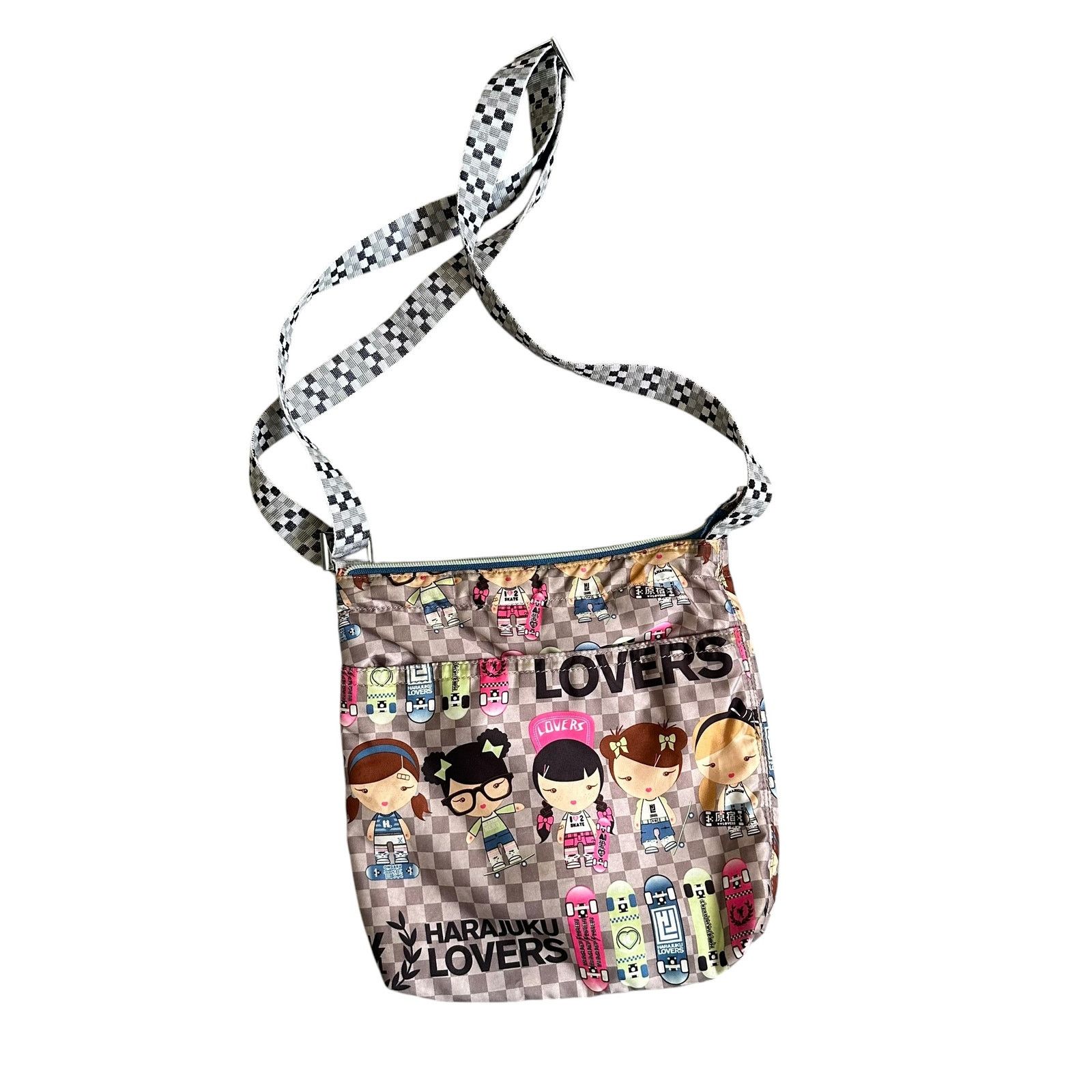 Vintage Harajuku Lovers y2k Skateboard Side Bag Purse Grey Size ONE SIZE - 1 Thumbnail