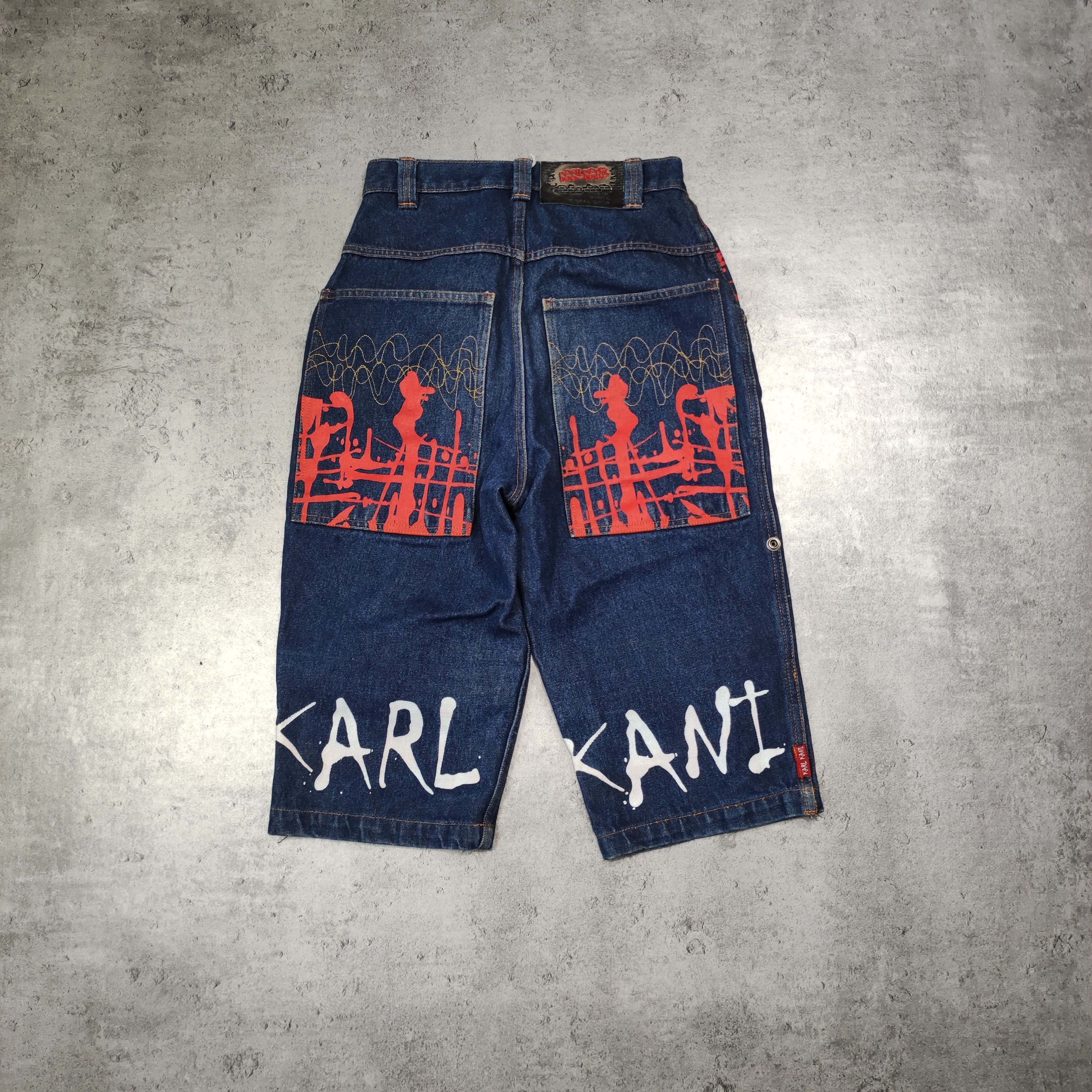 image of Vintage Y2K Hip Hop Rap Karl Kani Tupac Baggy Shorts in Denim, Men's (Size 26)