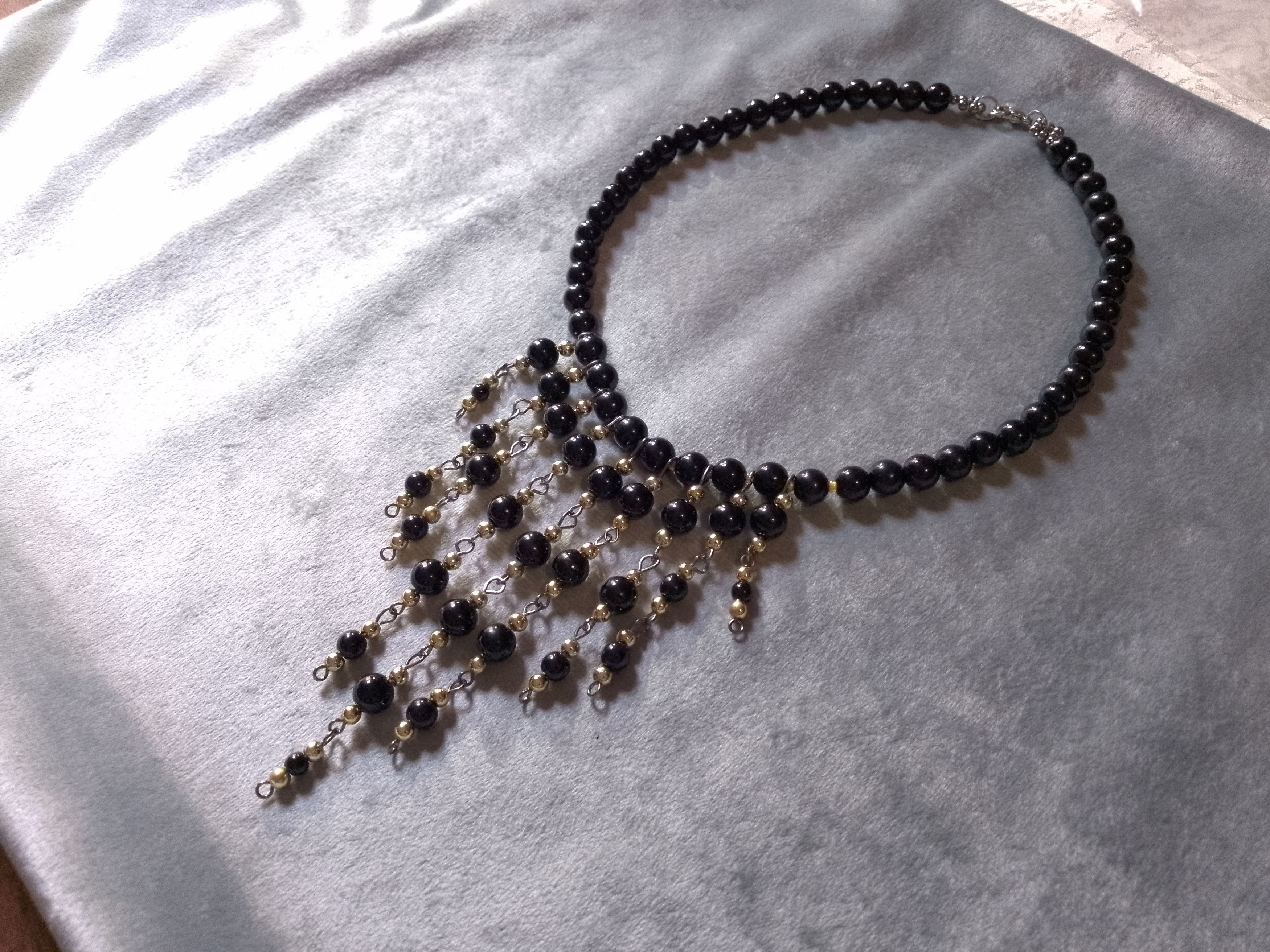 Handmade Necklace Black Pearls Bangs Elegant Size ONE SIZE - 5 Thumbnail