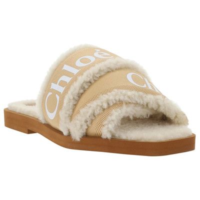 Chloe o1loc1c1024 Woody Shearling Slides in Tan Size US 6 / IT 36 - 3 Thumbnail