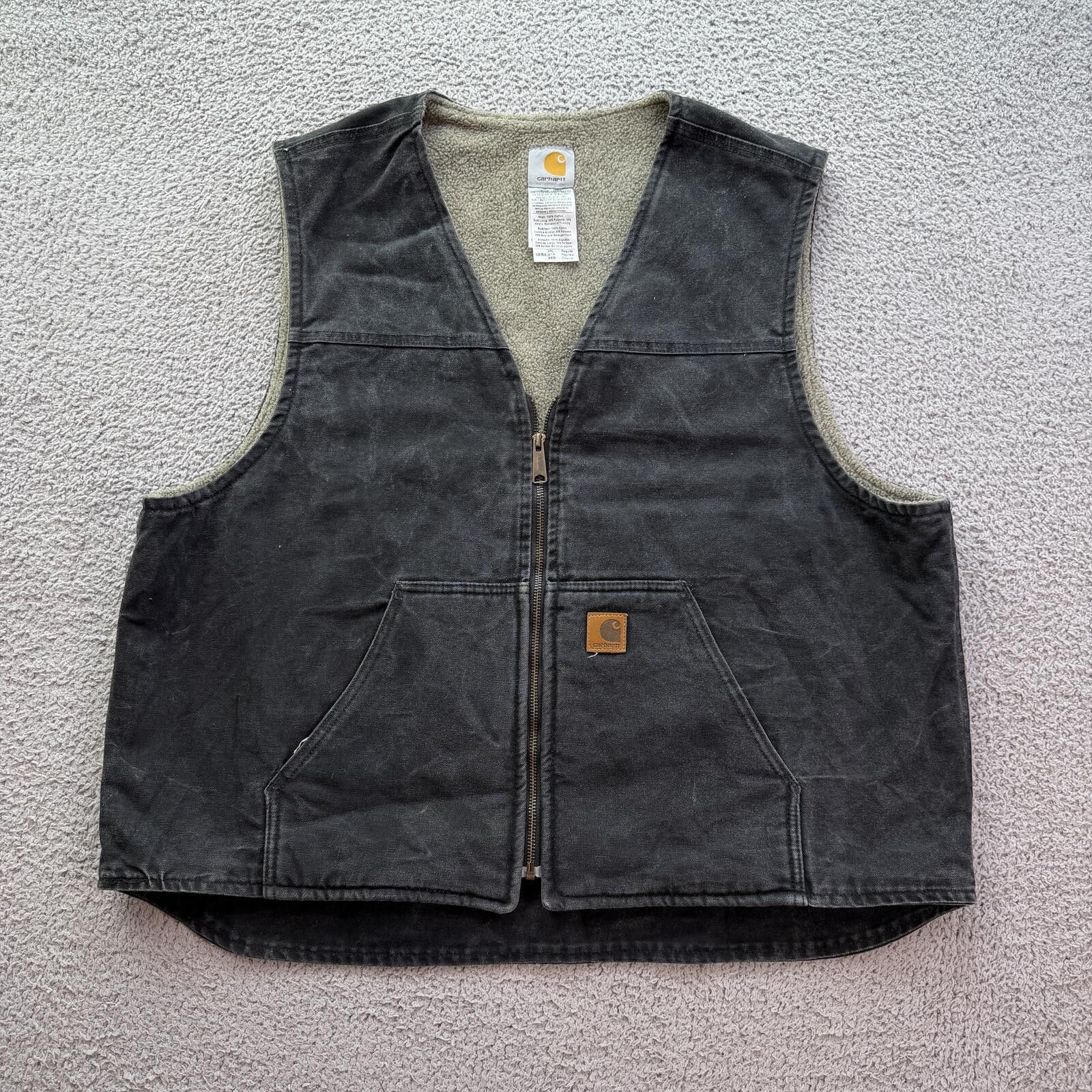Carhartt Carhartt V28 Sherpa Lined Work Vest Faded Canvas Zip 2XL Size US XXL / EU 58 / 5 - 1 Thumbnail
