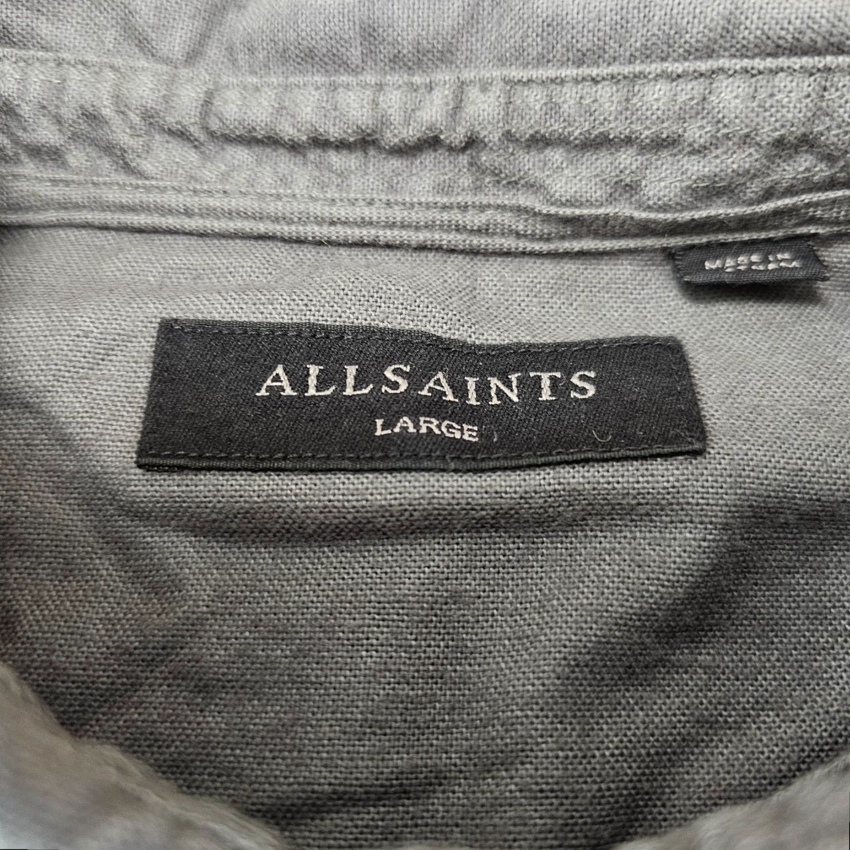 Allsaints AllSaints Shirt Mens Large Slim Grey Stretch Cotton Pocket Button Up Size US L / EU 52-54 / 3 - 3 Thumbnail