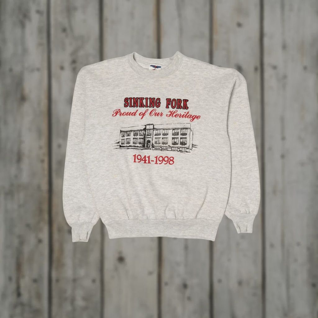 Jerzees VINTAGE Jerzees Sweatshirt "Proud Of Our Heritage" 1990s Grey Medium Mens Girl? Size US M / EU 48-50 / 2 - 1 Thumbnail