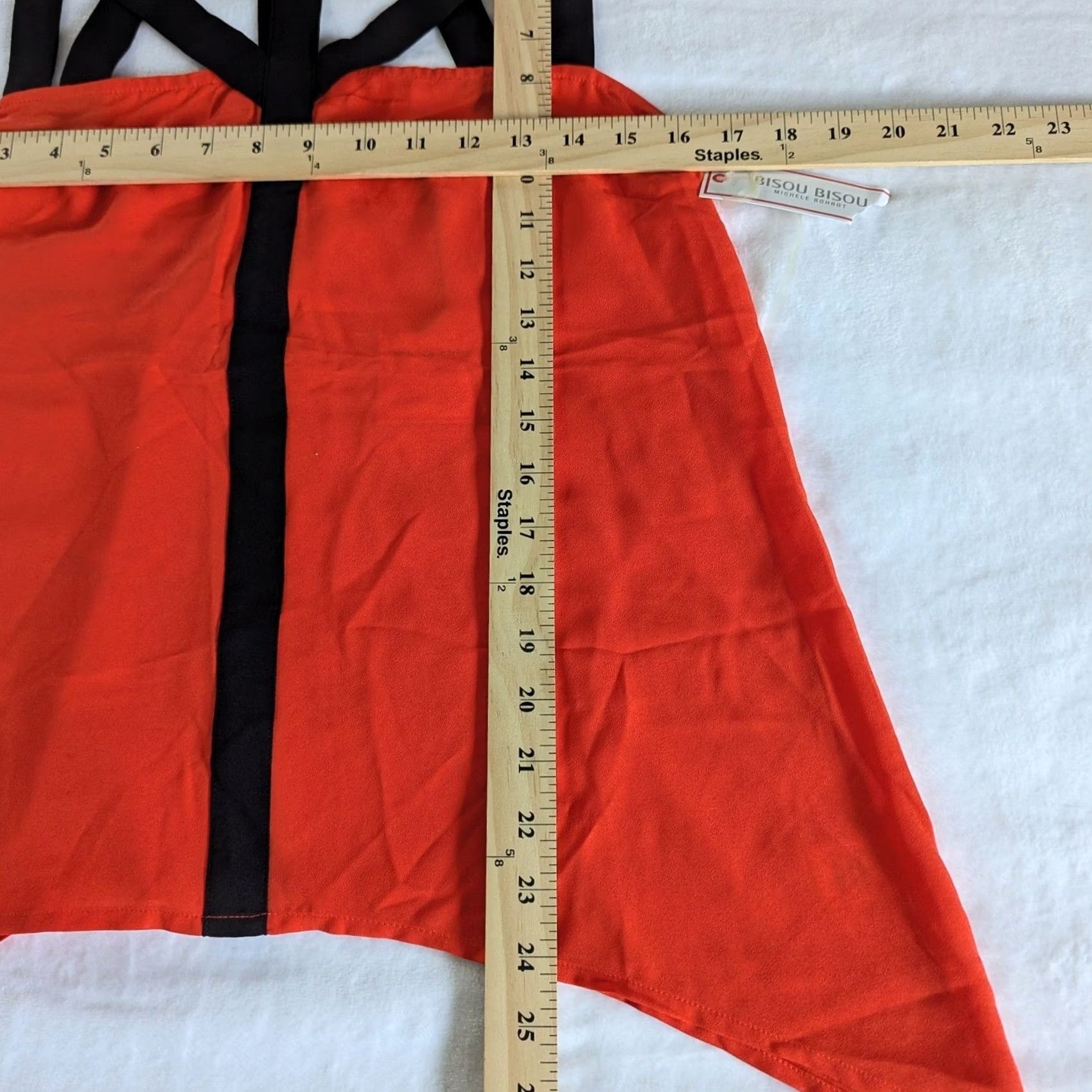 Vintage Bisou Bisou Red Orange Black Strappy Lattice Tank Women's S Size S / US 4 / IT 40 - 6 Thumbnail