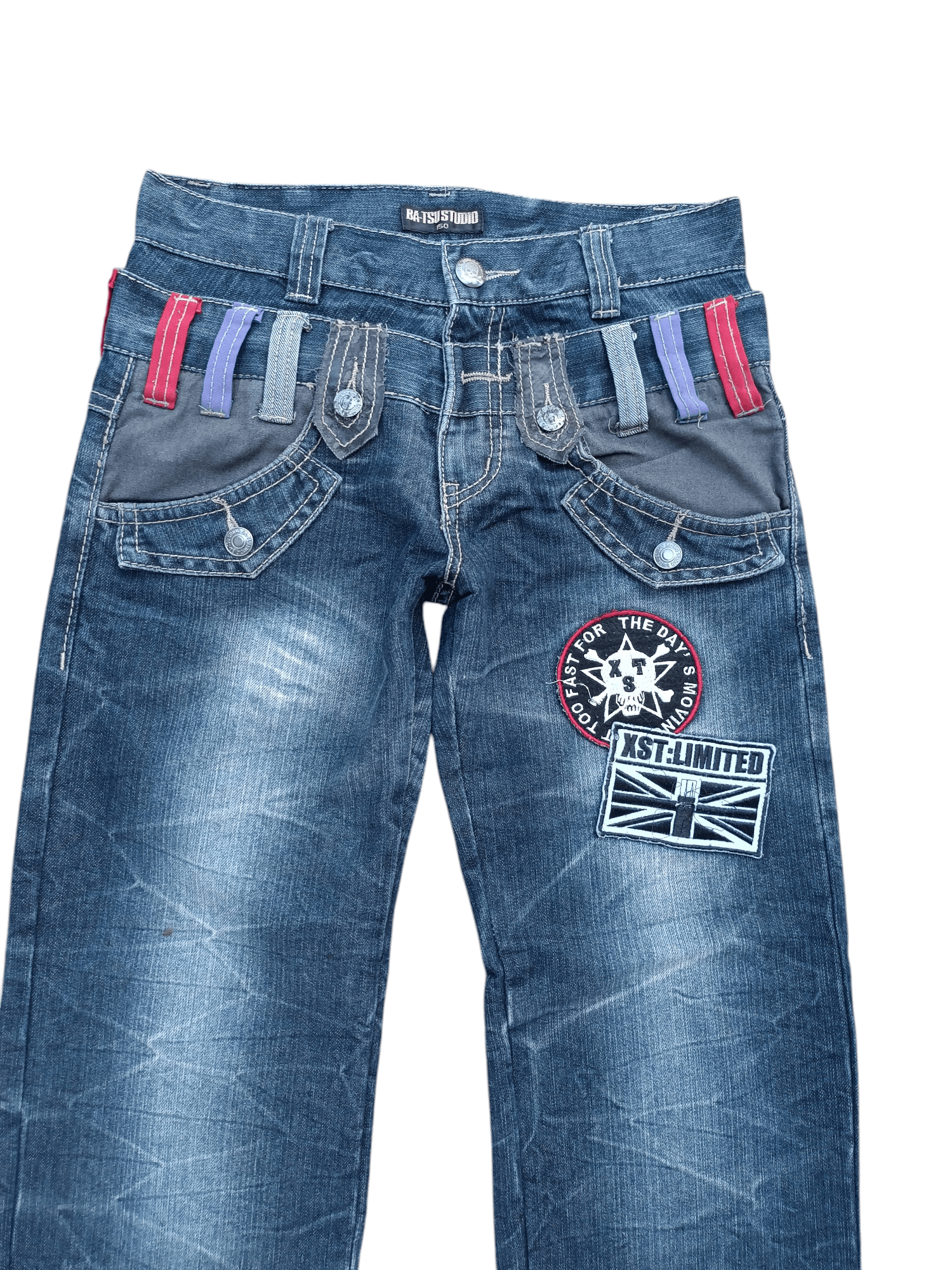 Japanese Brand RARE 🔥 Ba-tsu Studio Double Waist Patchwork Denim Jeans Size US 28 / EU 44 - 2 Thumbnail