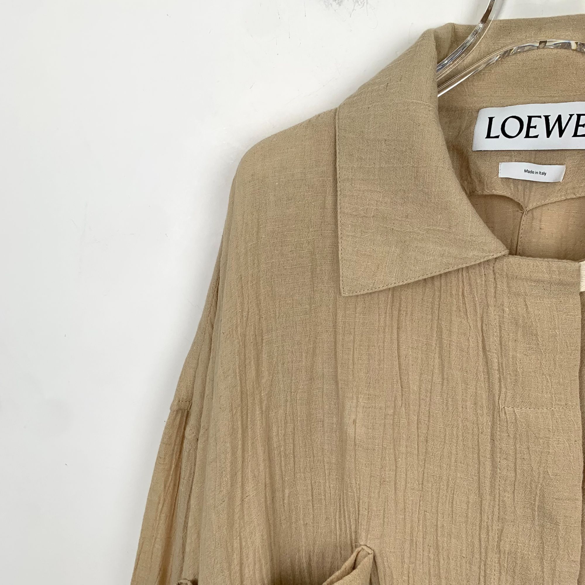 Loewe Loewe Brown Pleated Ribbon Cotton Collar Long Sleeve Sun Pro Size XXS / US 00 / IT 34 - 7 Thumbnail