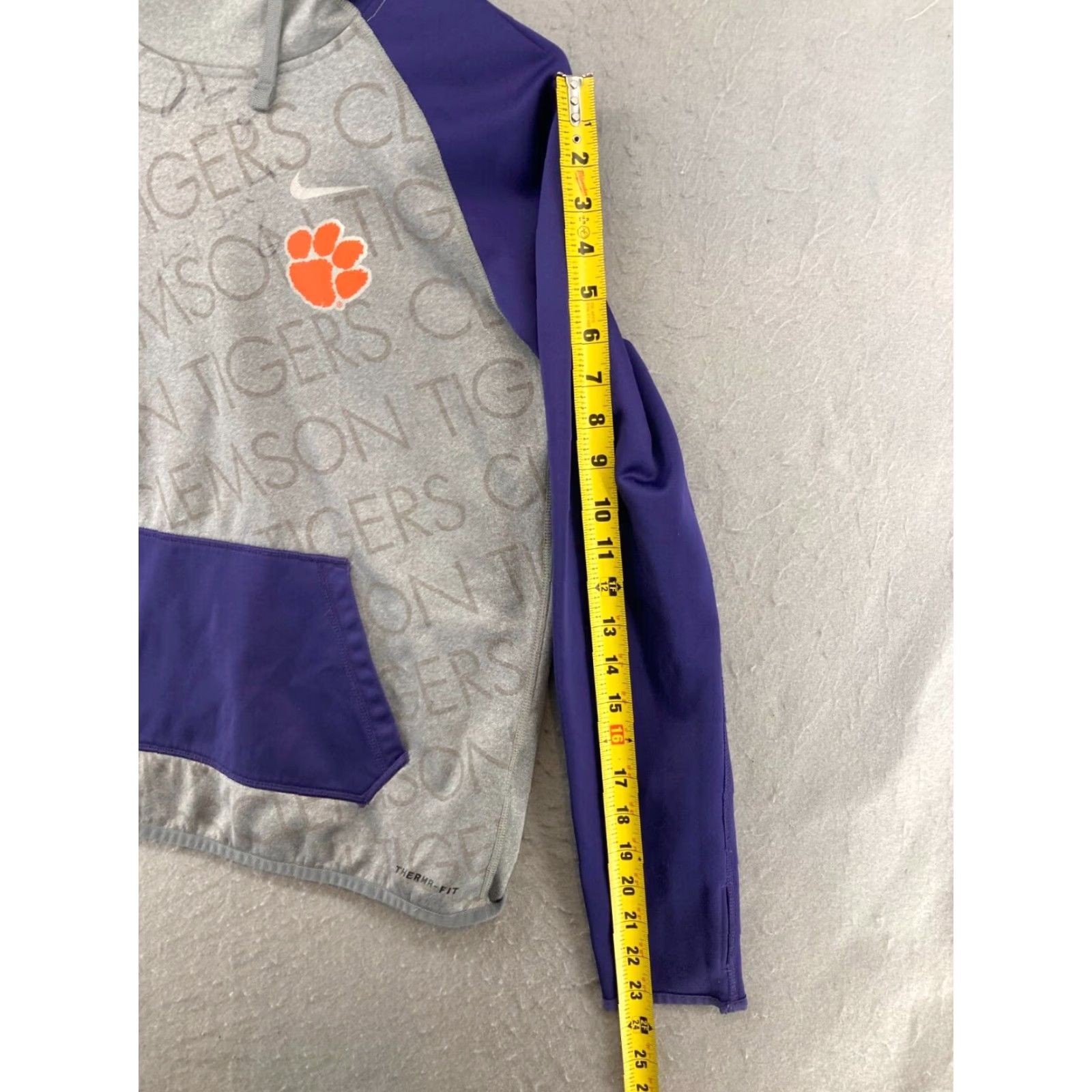 Nike Nike Mens Hoodie Small Gray Purple Clemson Tigers Therma Fit SIGNED Size US S / EU 44-46 / 1 - 4 Thumbnail