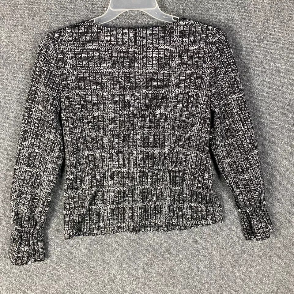 Kasper Kasper Top Women's Small Long Sleeve Black White Polyester S Size S / US 4 / IT 40 - 7 Thumbnail