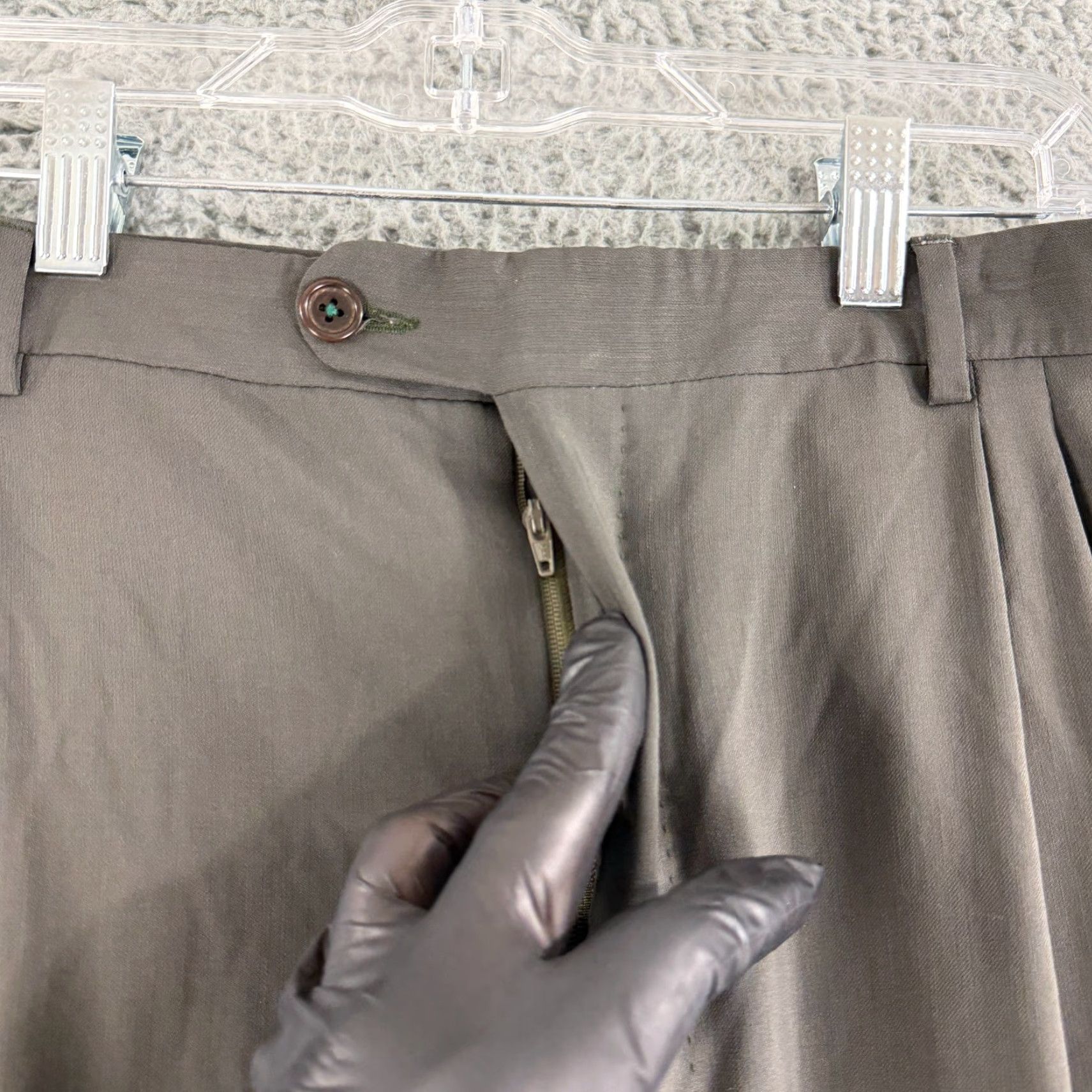 Vintage Chiavari Zignone Dress Pants Mens Size 38 Green Pleated 100% Wool Made in Italy Size US 38 / EU 54 - 3 Thumbnail
