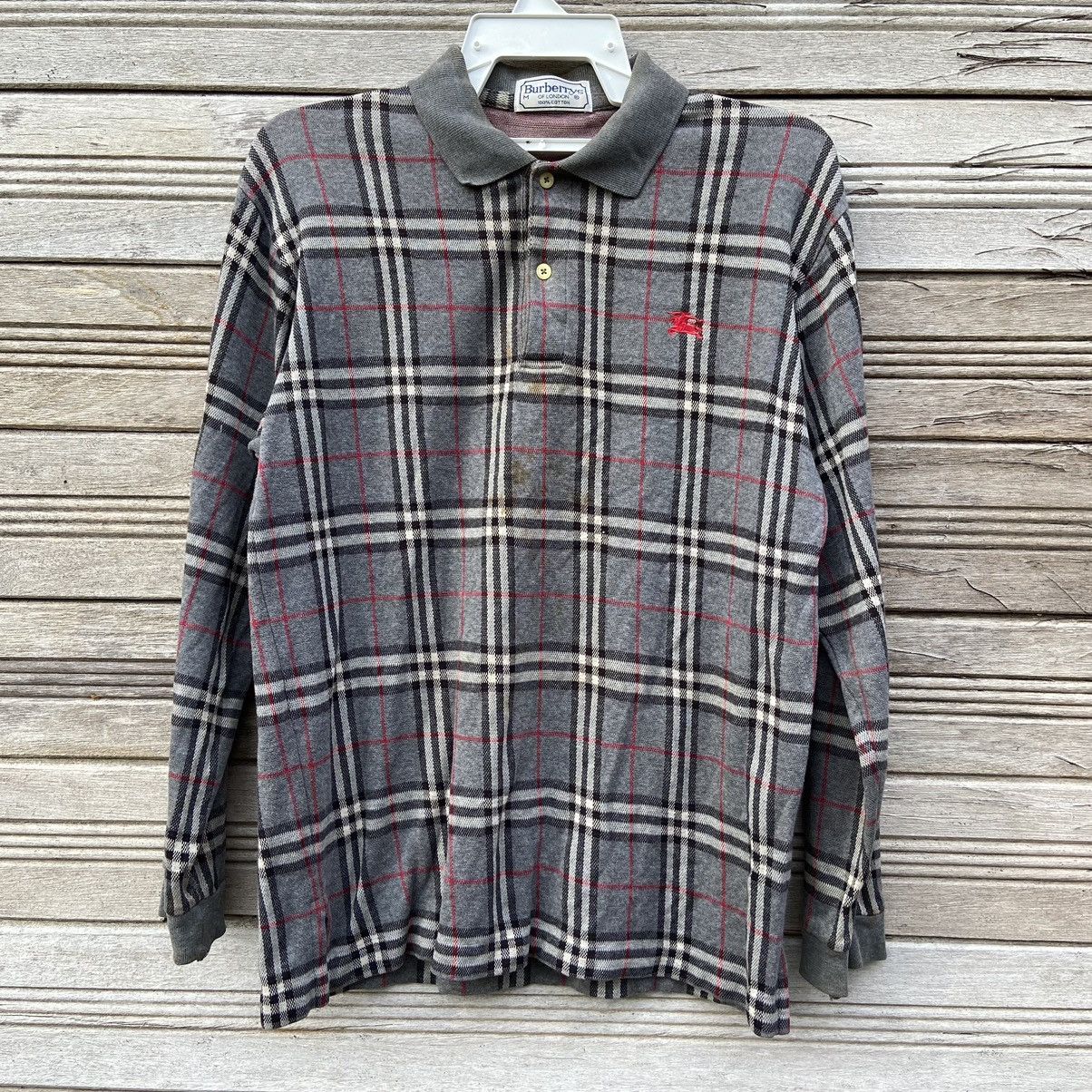 Burberry × Designer × Vintage Vintage Burberrys Checker LongSleeve Polos Shirt Size US M / EU 48-50 / 2 - 1 Thumbnail