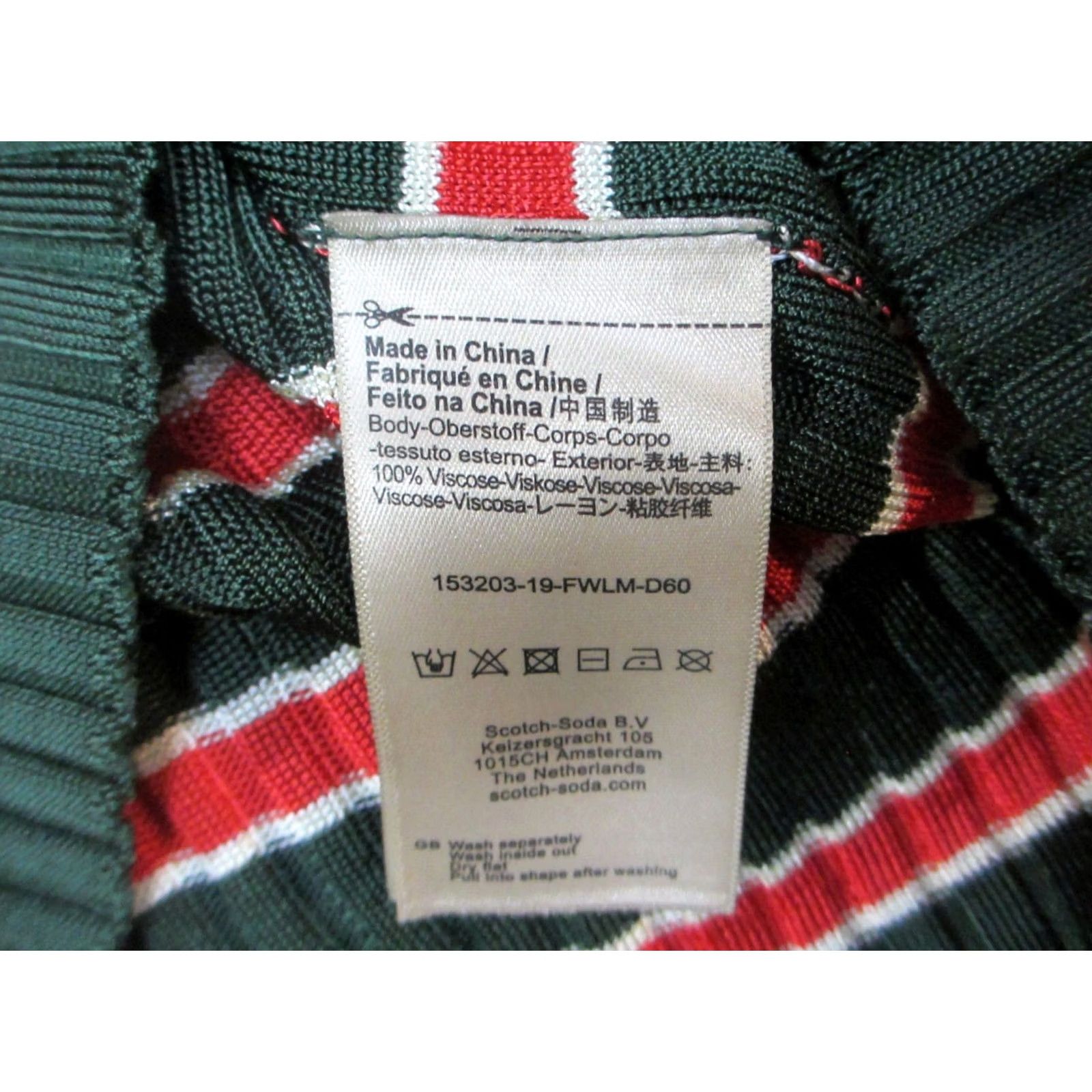 Scotch & Soda Scotch & Soda Maison Scotch Sweater Womens XS Green Red Striped Mille Nuits Pullover Crew Neck Knit Viscose Casual Women XS Green Size XS / US 0-2 / IT 36-38 - 3 Thumbnail