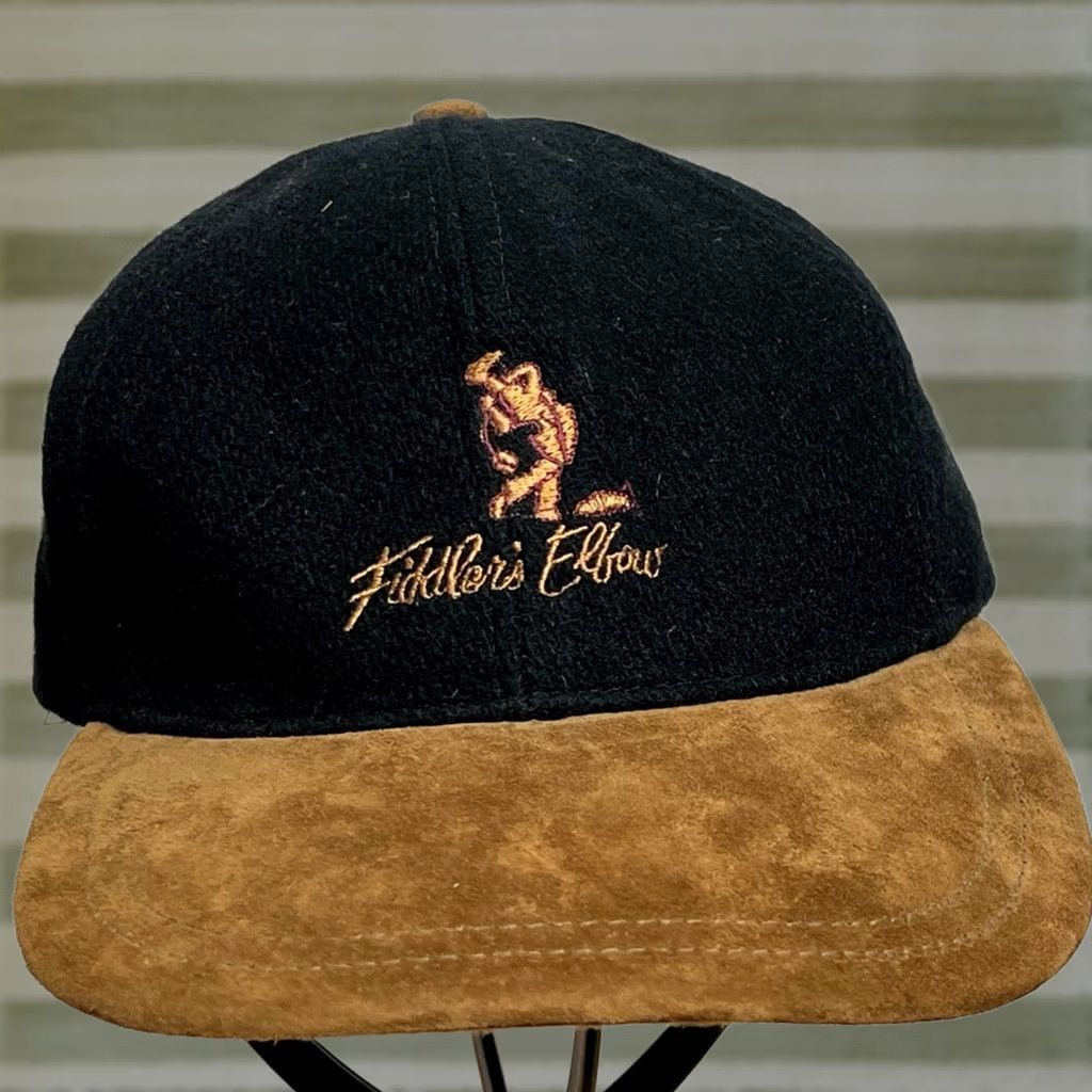 Vintage VINTAGE Fiddlers Elbow Wool Leather Hat Cap Strap Back Adjustable Golf Golfing Baseball Cap Men One Size Black Cap Size ONE SIZE - 1 Thumbnail
