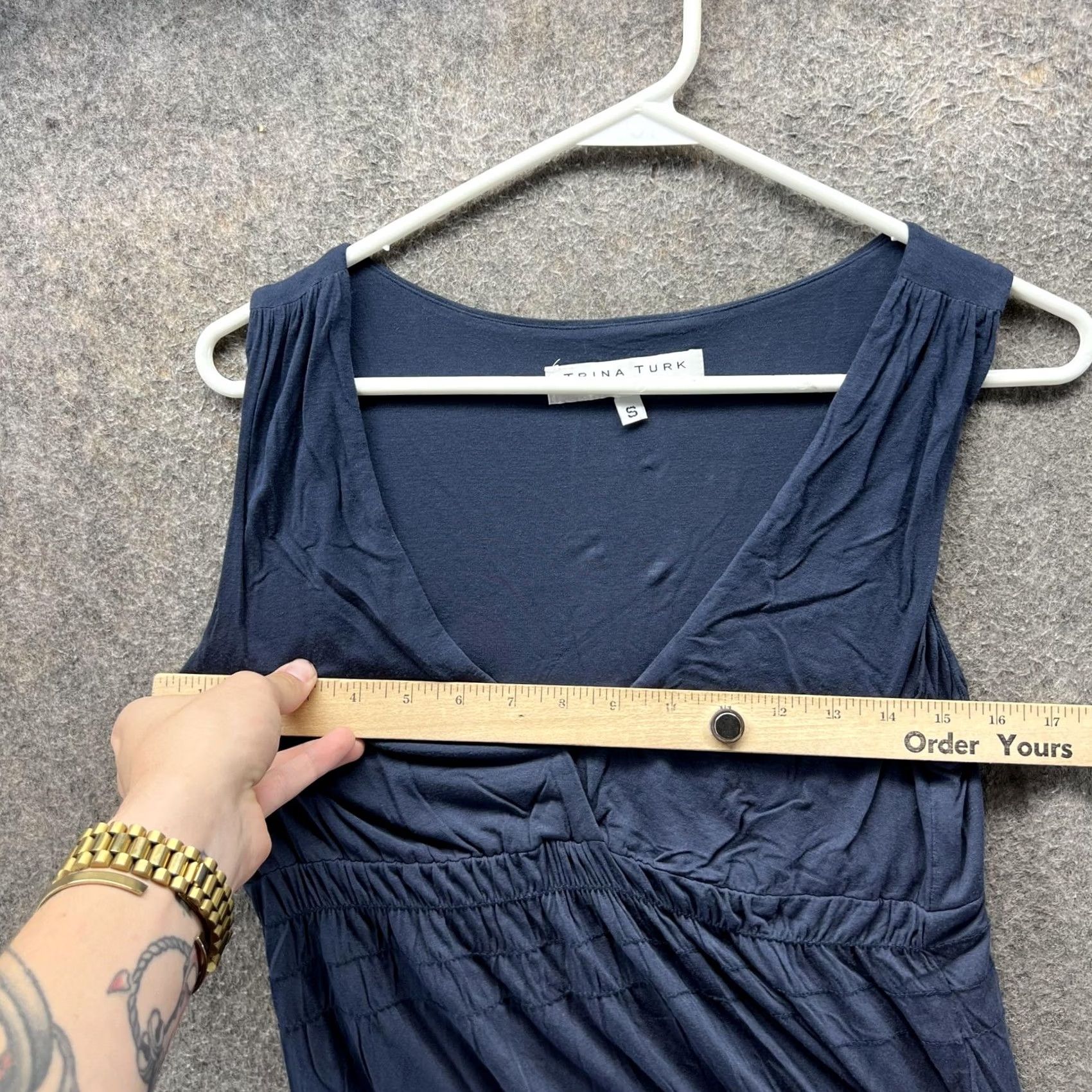 Trina Turk VINTAGE Trina Turk Tank Top Womens Small Blue Modal V-Neck Sleeveless Empire Waist Soft Size S / US 4 / IT 40 - 5 Thumbnail