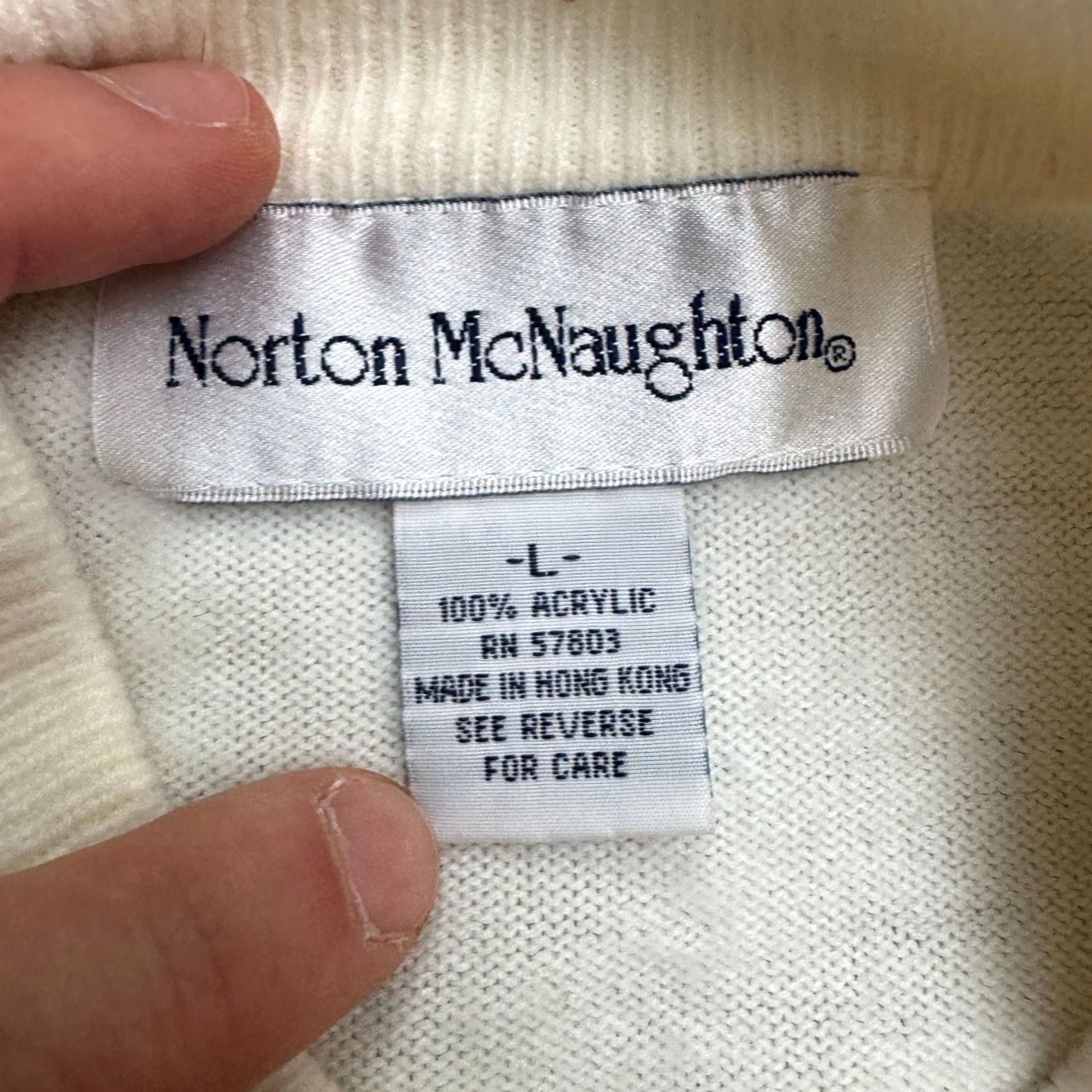 Vintage VINTAGE Norton McNaughton Padded Shoulders Sweater Womens L Cream Knit Size L / US 10 / IT 46 - 7 Thumbnail