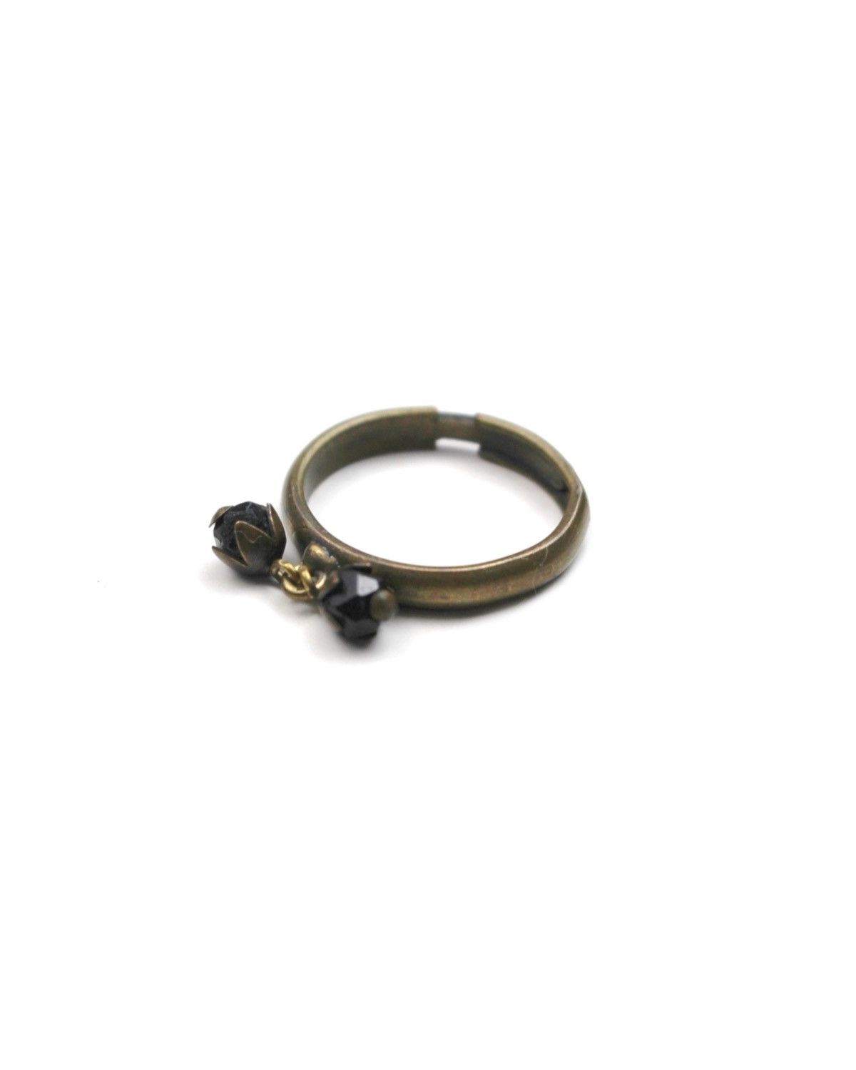 Vintage 2000S JAPANESE MADE ROSEBUD DROP CHARM OPEN BAND RING Size ONE SIZE - 2 Thumbnail