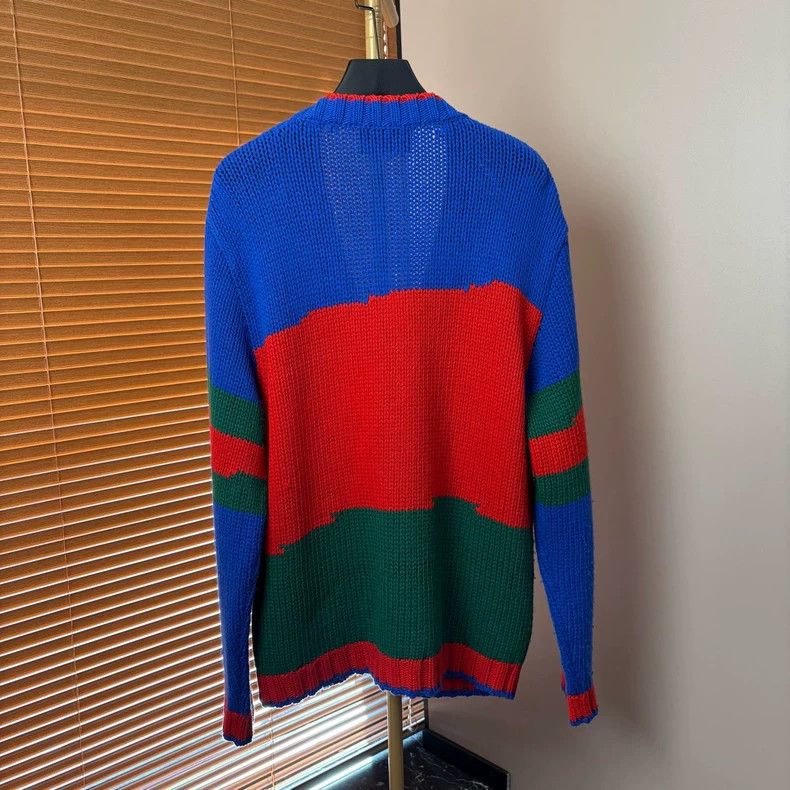 Gucci Gucci Color-blocked striped V-neck knitted cardigan jacket Size US L / EU 52-54 / 3 - 2 Thumbnail