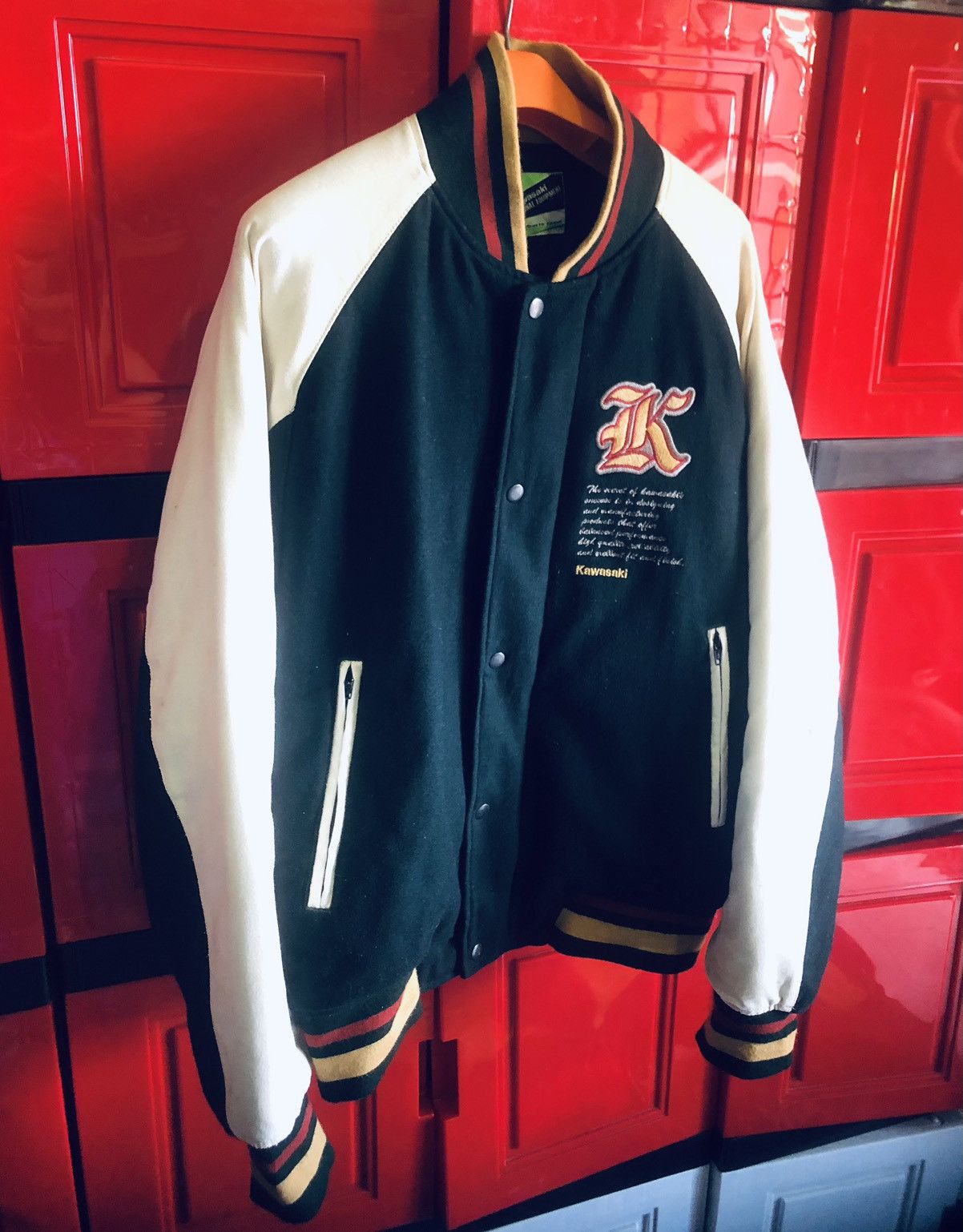 Japanese Brand × Vintage Vintage Kawasaki Varsity Jacket Size US L / EU 52-54 / 3 - 3 Thumbnail