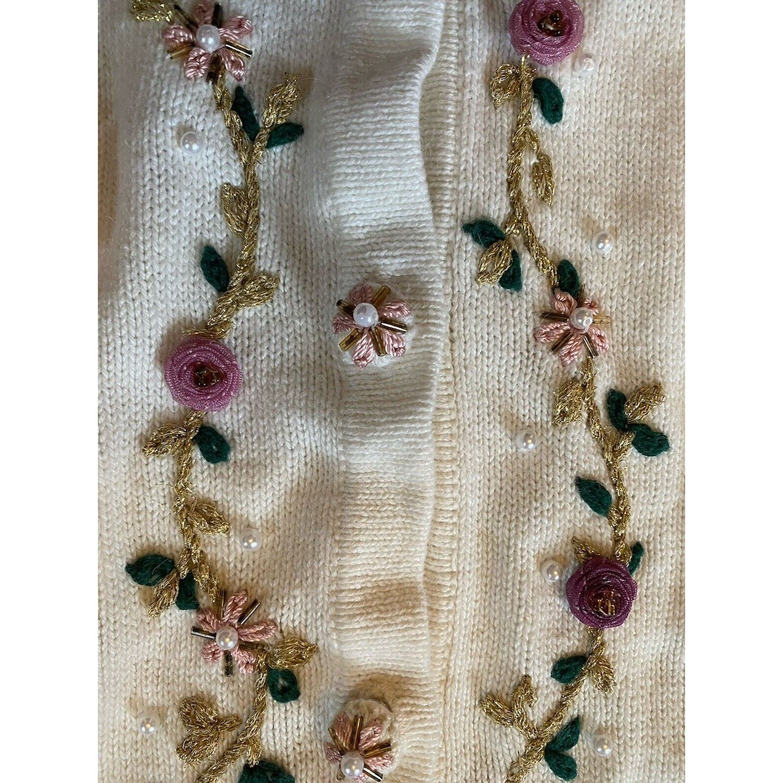 BP. VTG Cottagecore Christmas Sweater Cardigan Women XL Beads Size XL / US 12-14 / IT 48-50 - 2 Thumbnail