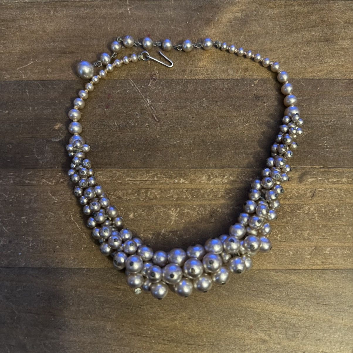 Vintage Vintage silver cluster pearl choker necklace Size ONE SIZE - 2 Thumbnail