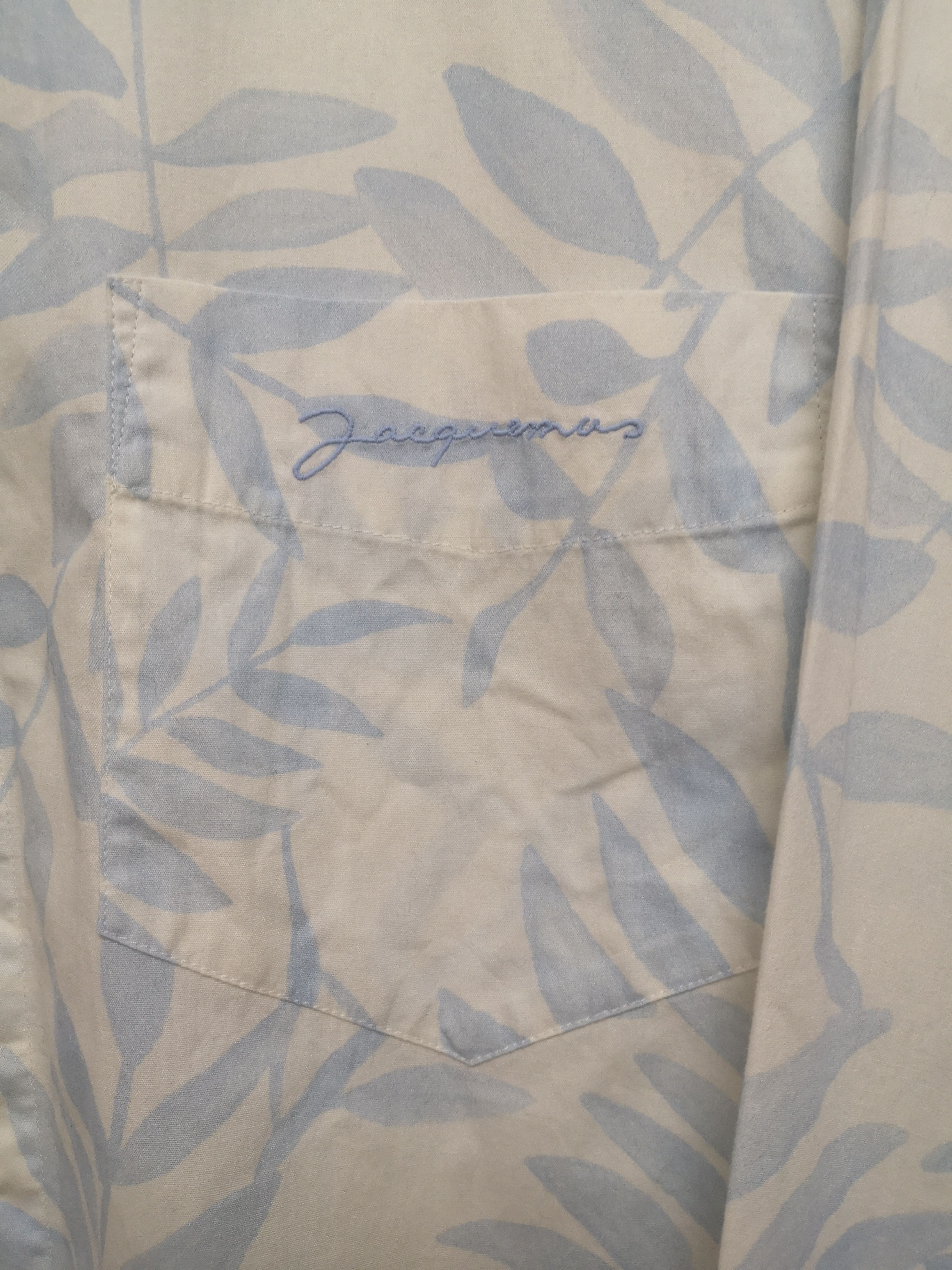 Jacquemus Light Blue Leaves Print Cotton Button Down Shirt Size US M / EU 48-50 / 2 - 5 Thumbnail