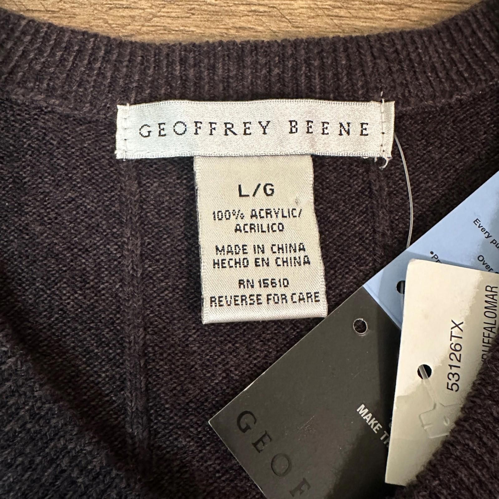 Other Geoffrey Beene Brown Knit Sweater Vest Mens L Soft V-Neck Size US L / EU 52-54 / 3 - 4 Thumbnail