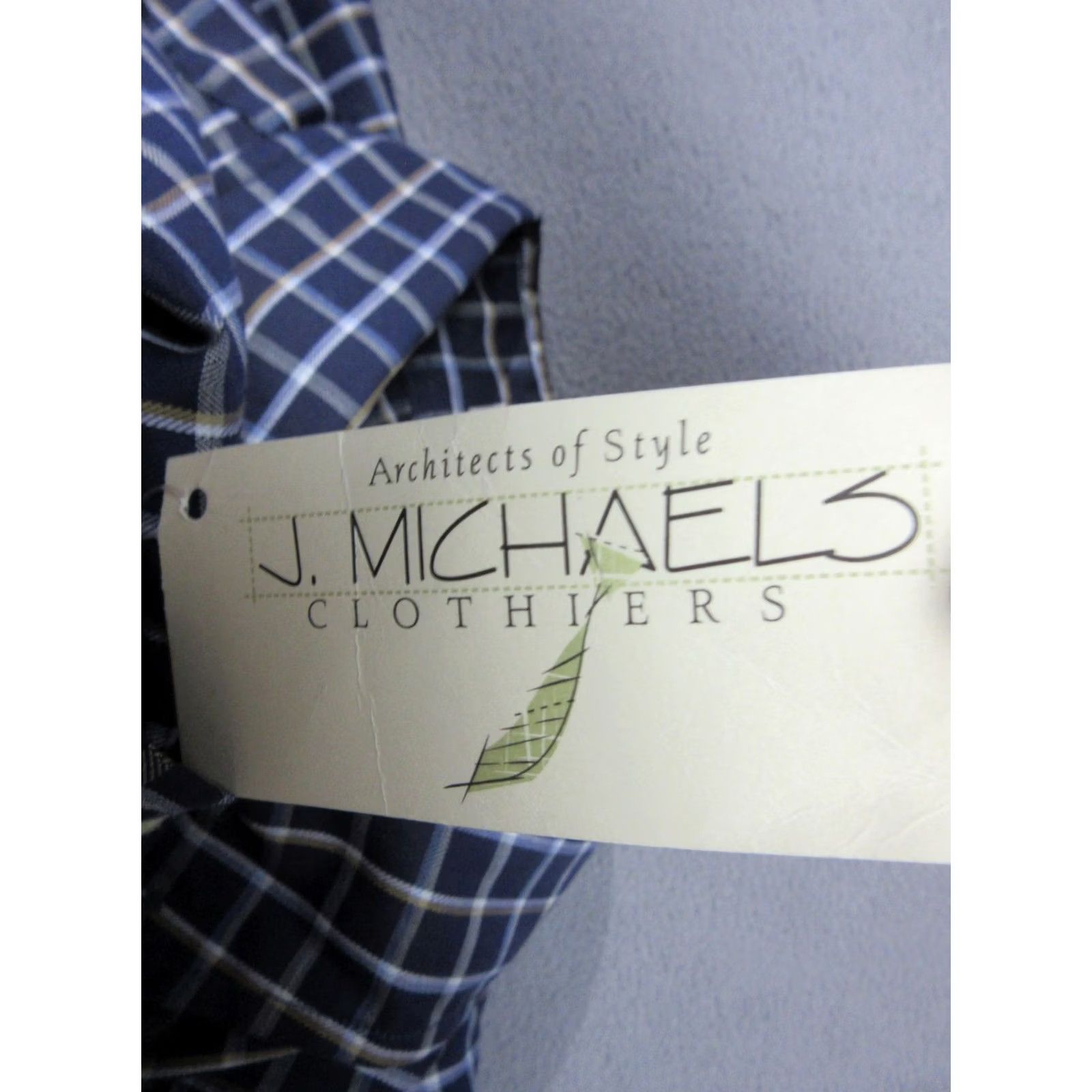 Vintage J Michaels Shirt Men Medium Blue Grid Plaid Borrell Twill Button Down Office New Size US M / EU 48-50 / 2 - 7 Thumbnail