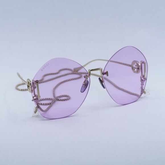 Gucci Gucci GG1203S 001 Sunglasses Gold With Detachable Gold Chain Size ONE SIZE - 5 Thumbnail
