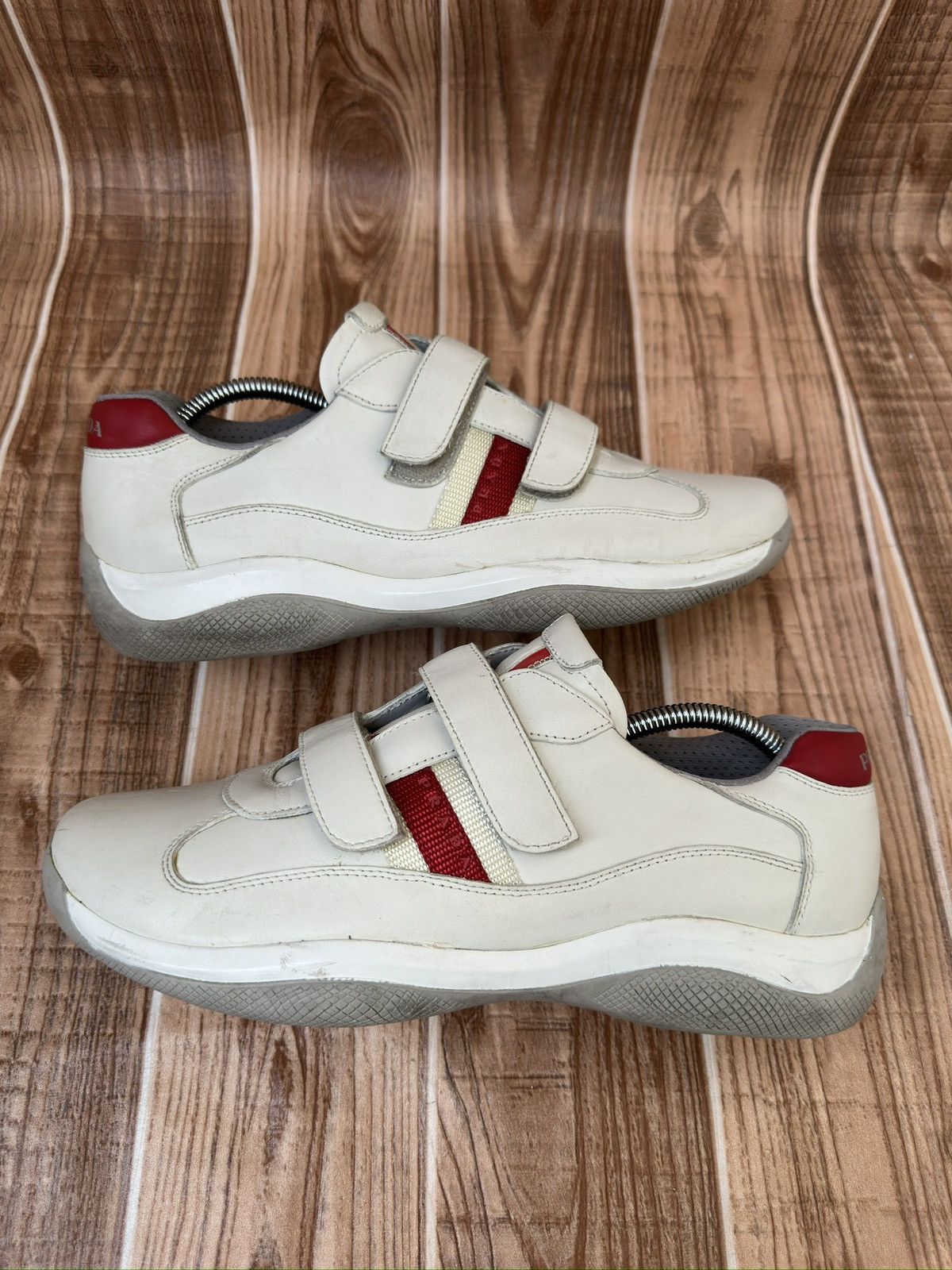 Prada Prada Americas Cup Velcro Straps Red Tab Leather Sneaks Size US 8.5 / EU 41-42 - 5 Thumbnail