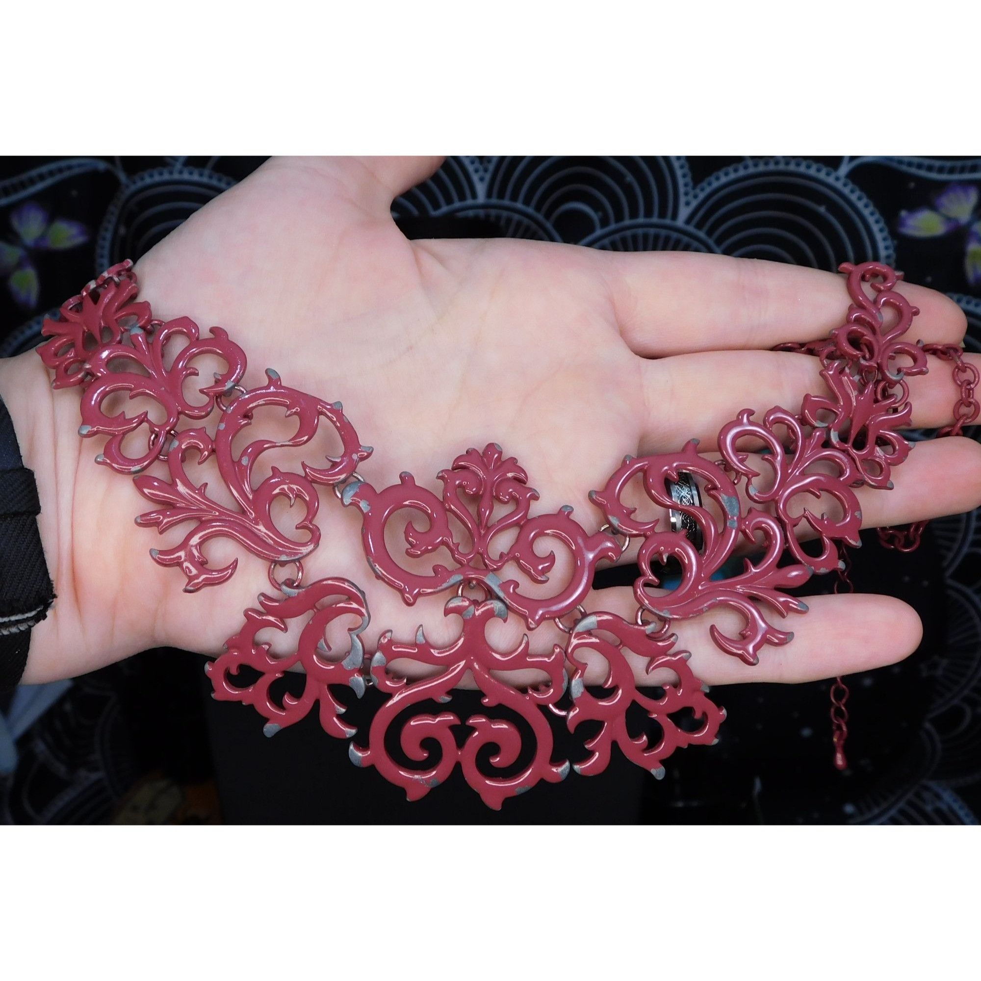 Other Painted Victorian Style Filigree Statement Necklace Size ONE SIZE - 4 Thumbnail
