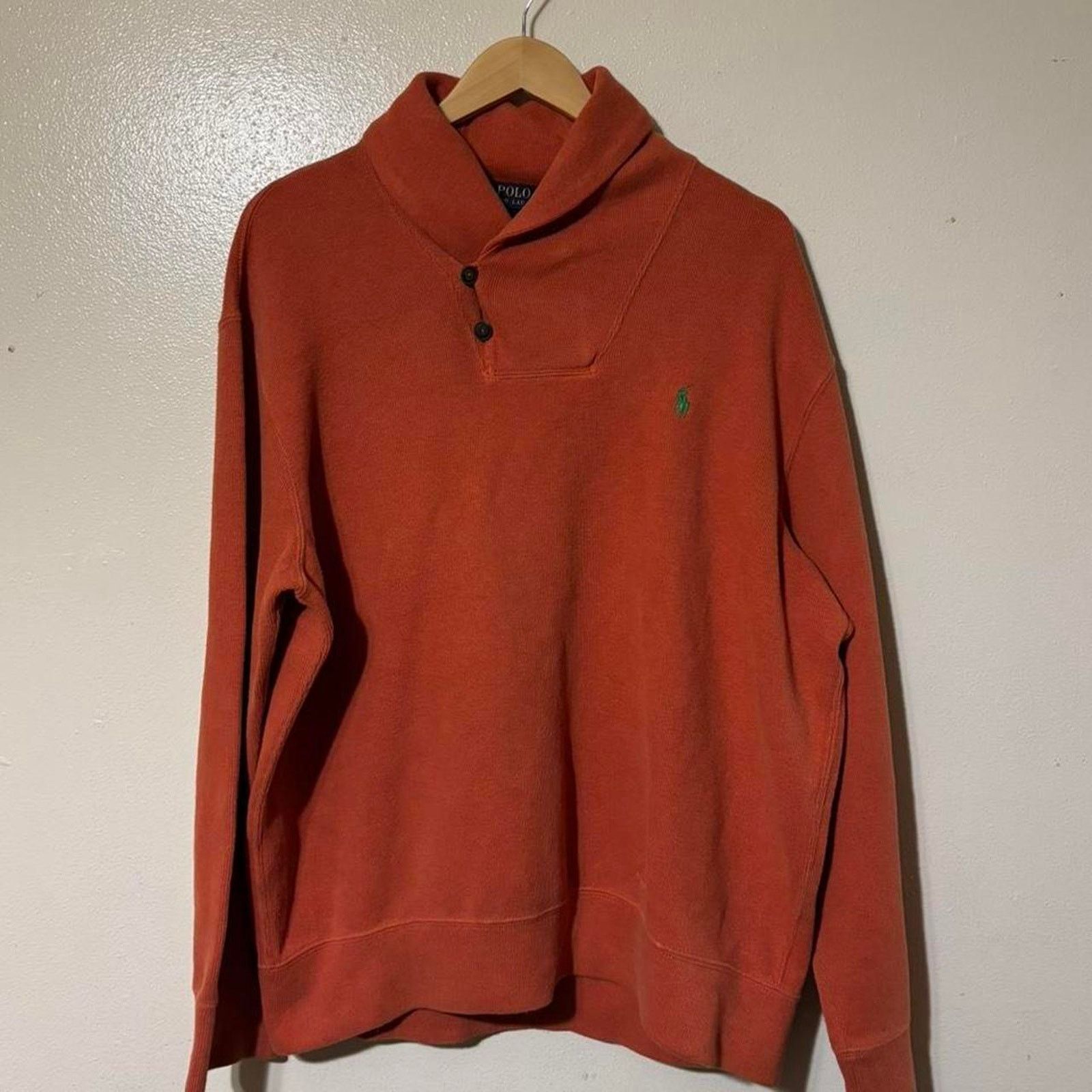 Polo Ralph Lauren Polo Ralph Lauren Men’s Orange Shawl Collar Sweater Size US XL / EU 56 / 4 - 1 Thumbnail