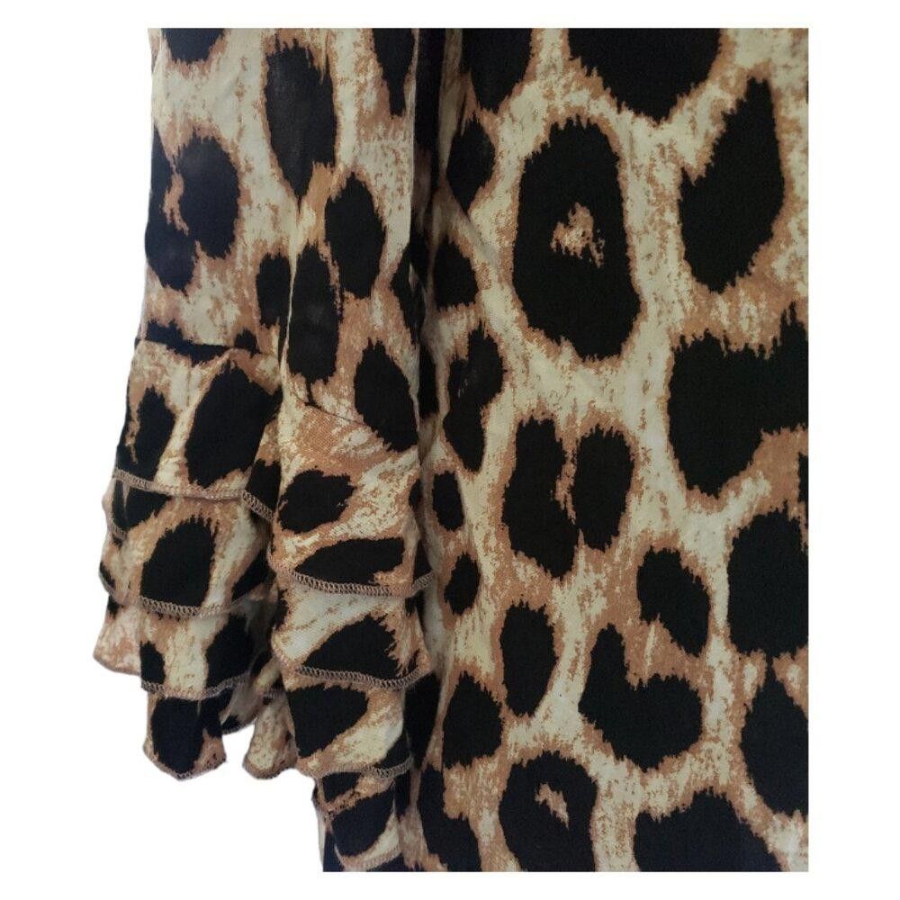 Designer CT764 Ethyl Animal Print Blouse with Ruffle Sleeve S Size S / US 4 / IT 40 - 3 Thumbnail