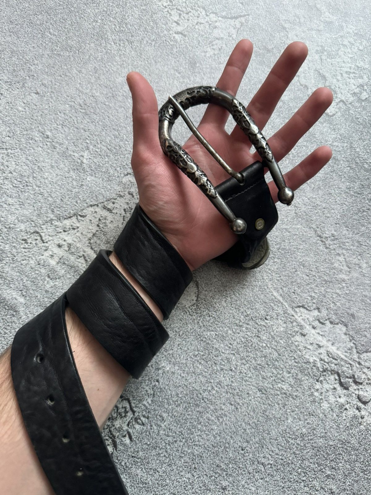 Japanese Brand Nanni Cinture 100cm black leather belt Avantgarde vintage Size ONE SIZE - 2 Thumbnail