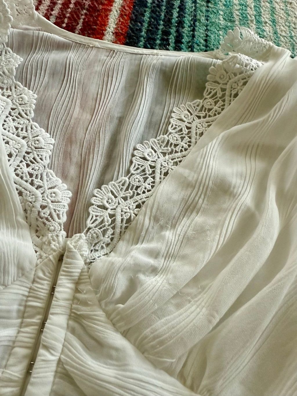The Unbranded Brand Women's Unbranded White Lace Trim Cropped Blouse S Size S / US 4 / IT 40 - 4 Thumbnail