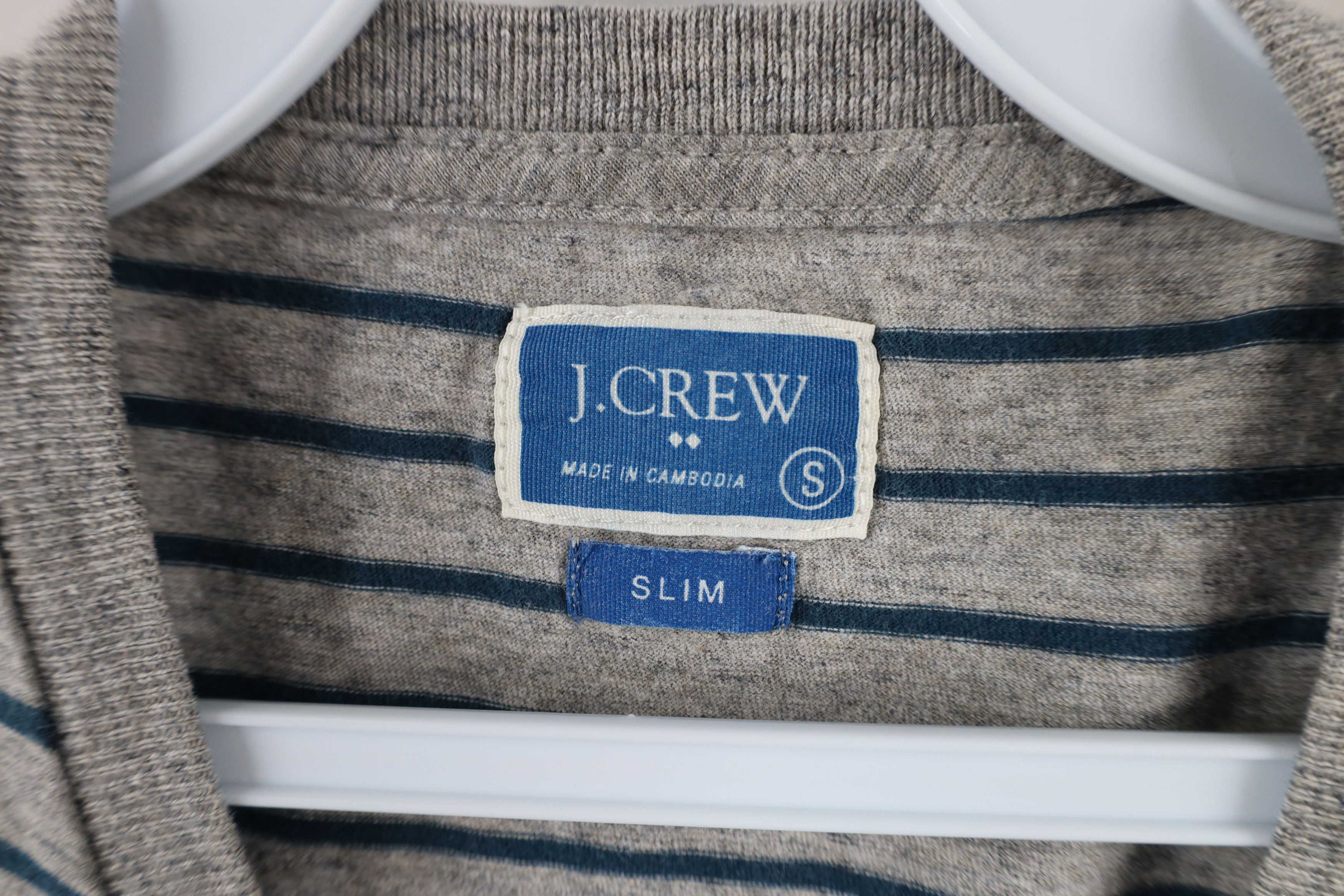 J.Crew × Vintage J Crew Fit Striped Short Sleeve Pocket T-Shirt Heather Gray Size US S / EU 44-46 / 1 - 7 Thumbnail