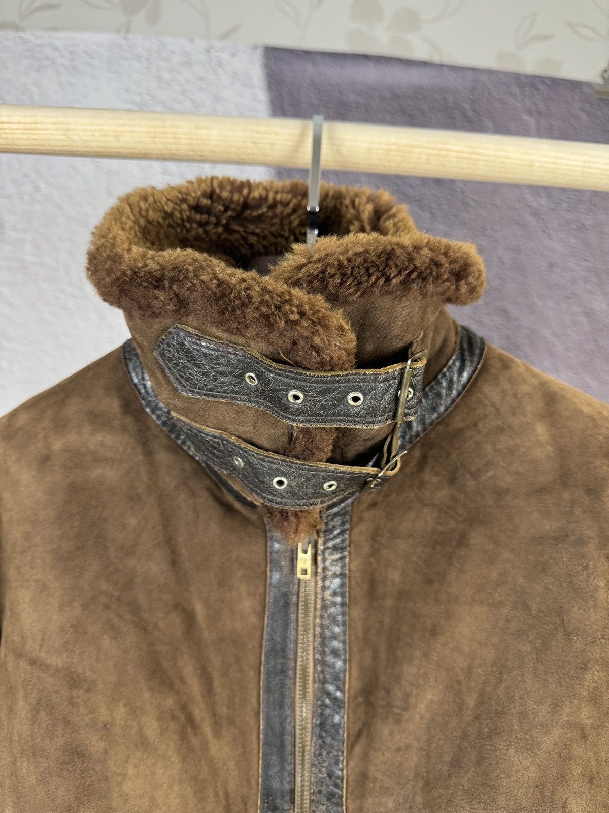 Vintage 90s y2k type b-3 leather shearling brown jacket