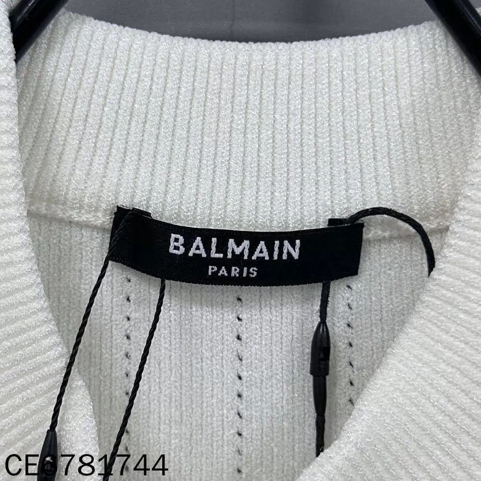 Balmain BALMAIN Women's Knit-Sleeve Gold Button Jacket 38 Size XS / US 0-2 / IT 36-38 - 4 Thumbnail