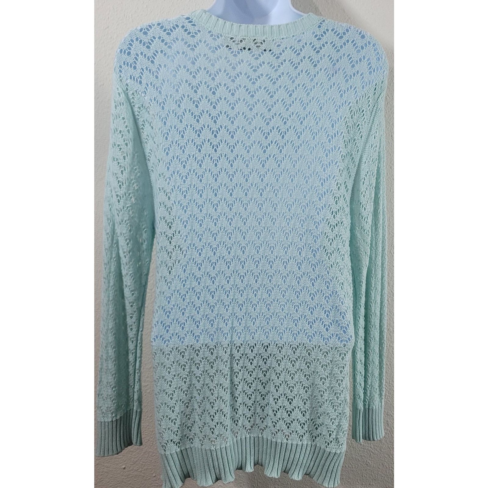 Croft & Barrow Croft & Barrow Mint Green Open Knit Cardigan Sweater Large Size L / US 10 / IT 46 - 2 Thumbnail